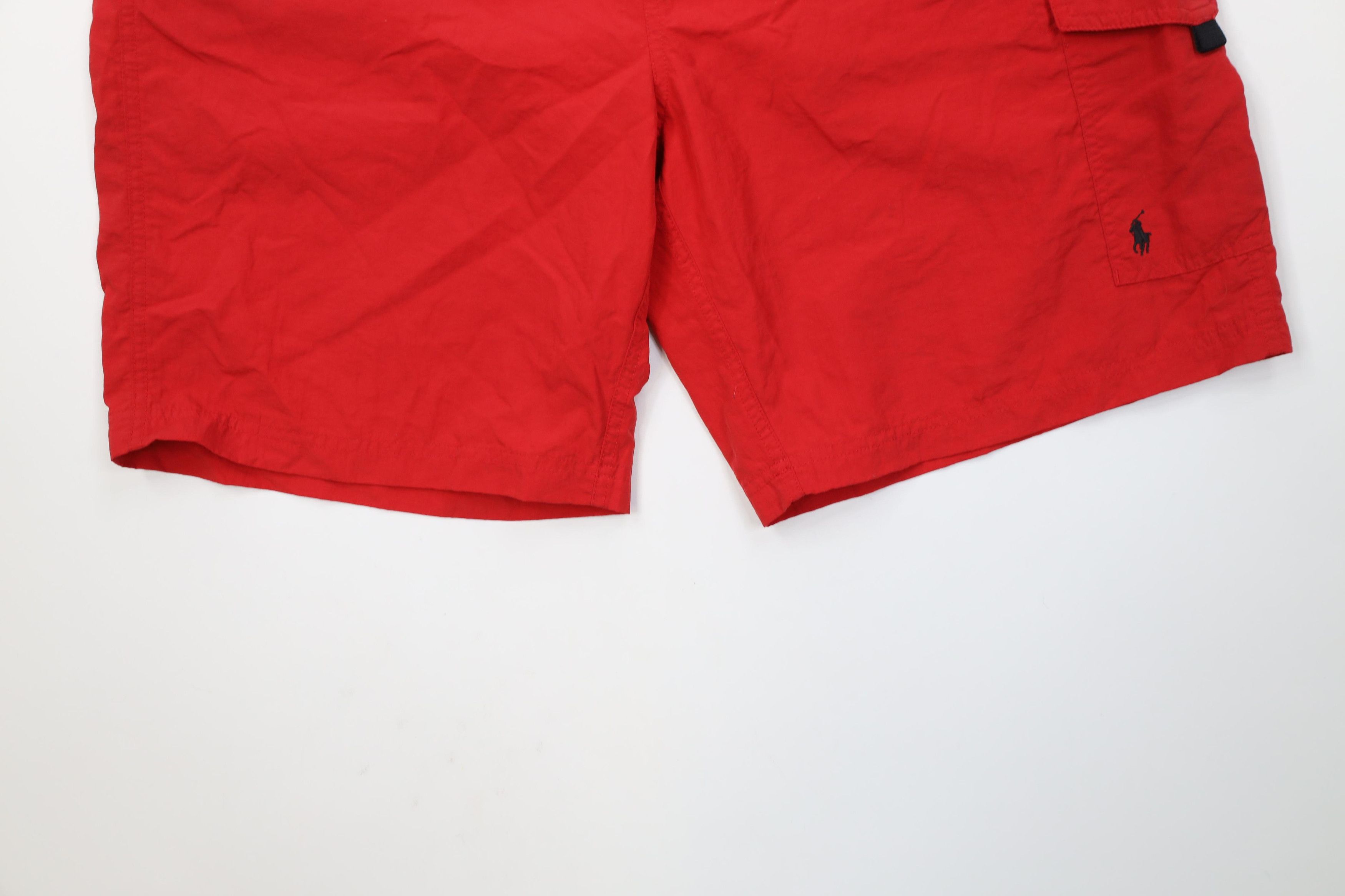 Polo Ralph Lauren Vintage 90s Ralph Lauren Lined Swim Trunks Shorts Red Nylon Size US 34 / EU 50 - 4 Thumbnail