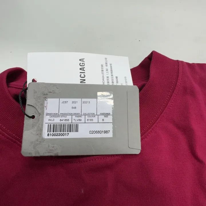 Balenciaga Balenciaga Balenciaga Logo Print Loose Red TShirt -2507 Size US S / EU 44-46 / 1 - 5 Thumbnail