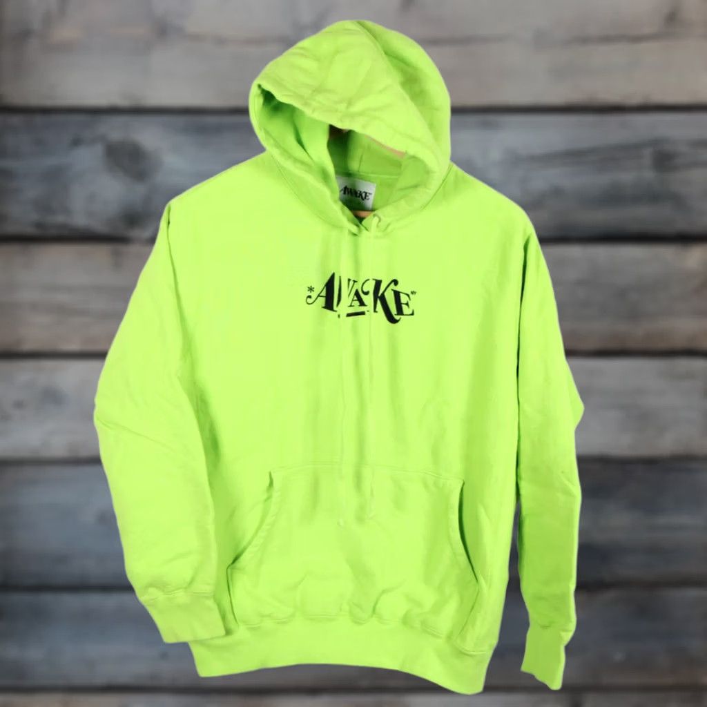 Awake NY Awake Hoodie Men Medium Lime Green Embroidered Sweatshirt Heavyweight Cotton Fleece Pockets Retro 90s Size US M / EU 48-50 / 2 - 1 Thumbnail