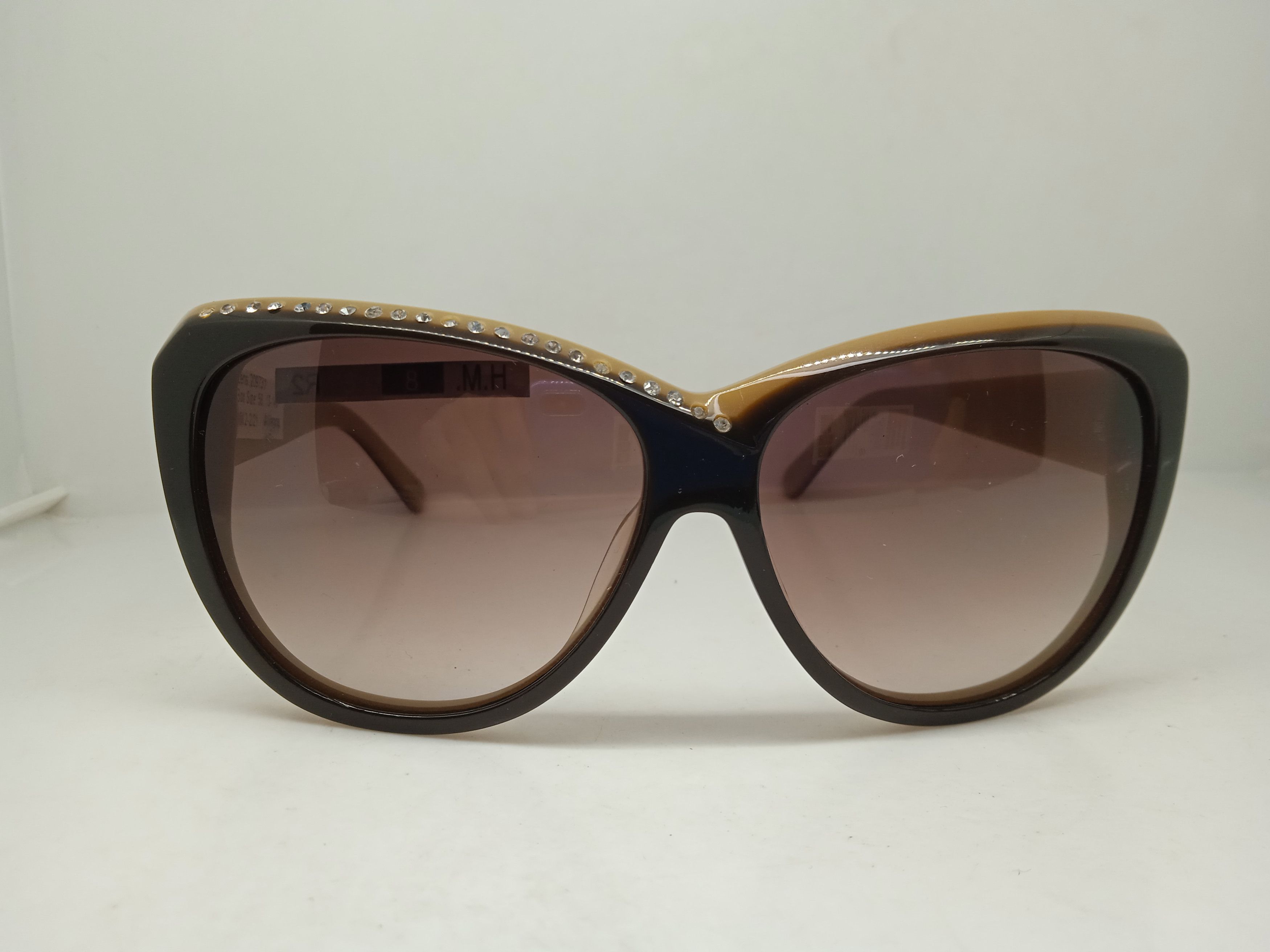 Vintage Asymmetric Diamond Black Brown Sunglasses Frame
