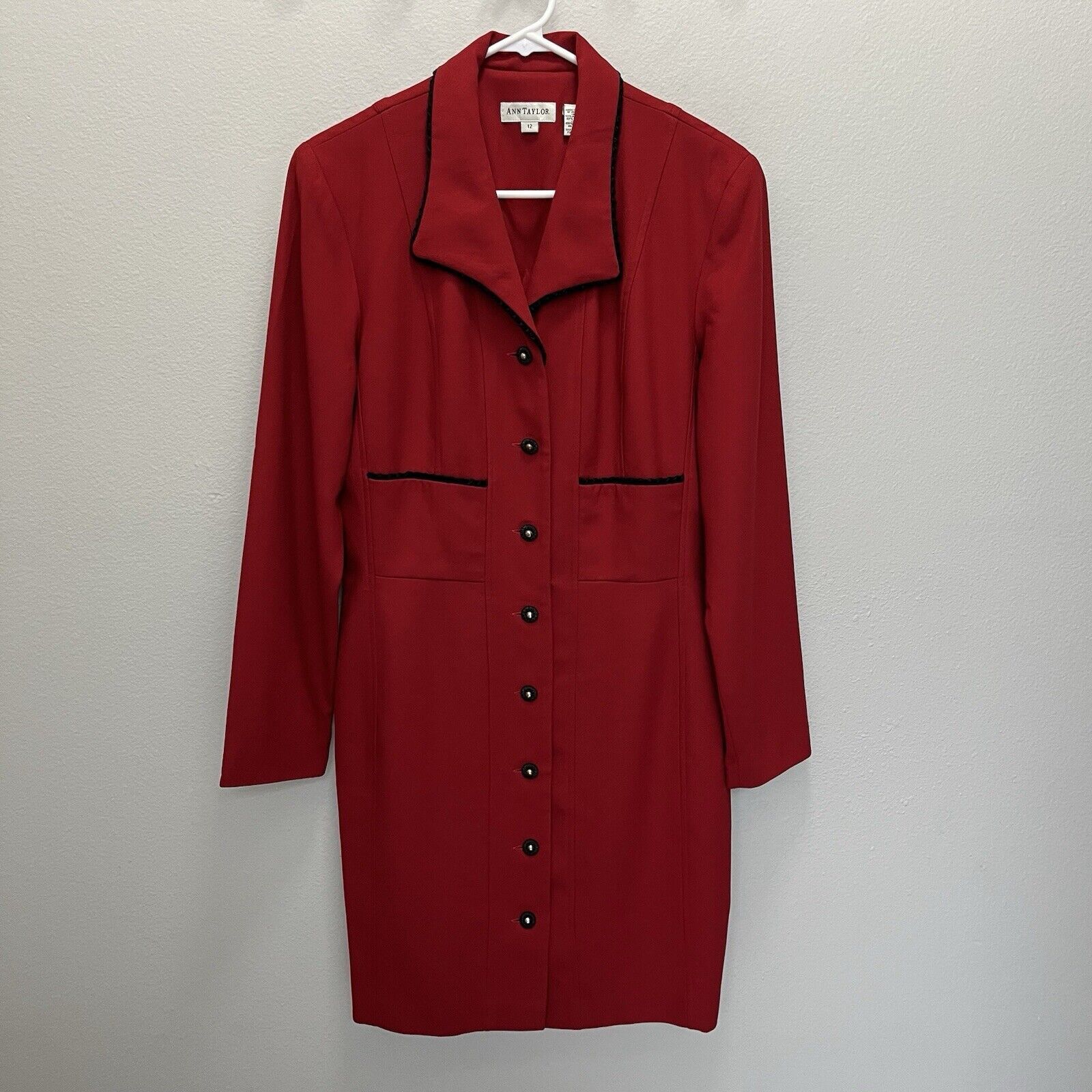 Ann Taylor × Vintage Ann Taylor | Vintage Buttoned Red Trench Coat USA Size 12 Size XL / US 12-14 / IT 48-50 - 2 Thumbnail