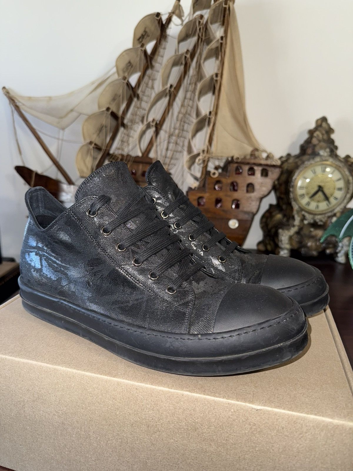 Pre-owned Rick Owens Drkshdw Ramones Low Shoes In Black