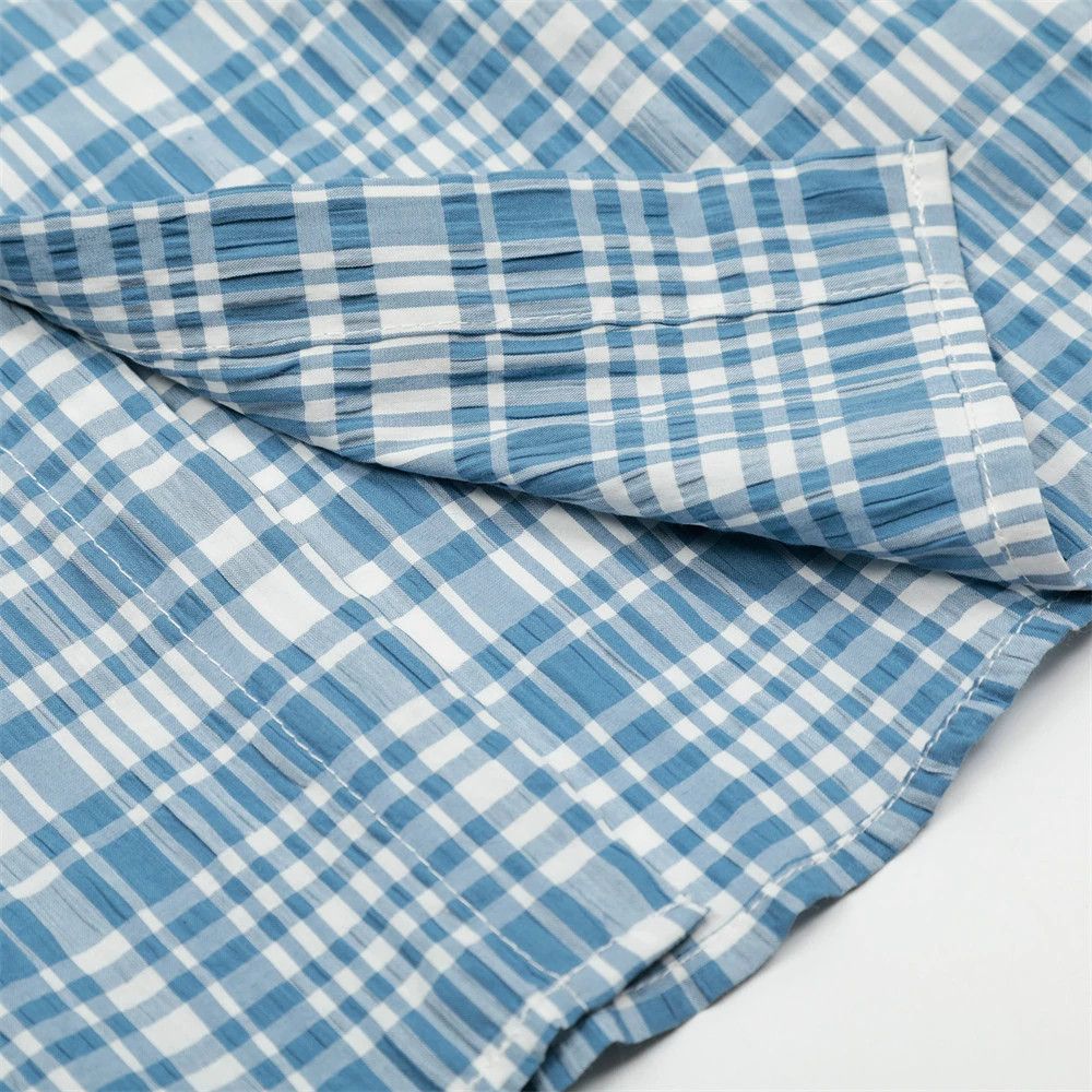 Vintage Japanese style loose pocket embroidery casual plaid shirt Size US M / EU 48-50 / 2 - 5 Thumbnail