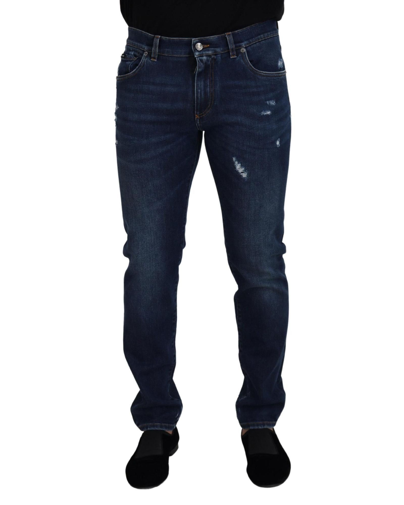 image of Dolce Gabbana Wash Slim Denim Jeans in Blue, Men's (Size 30)