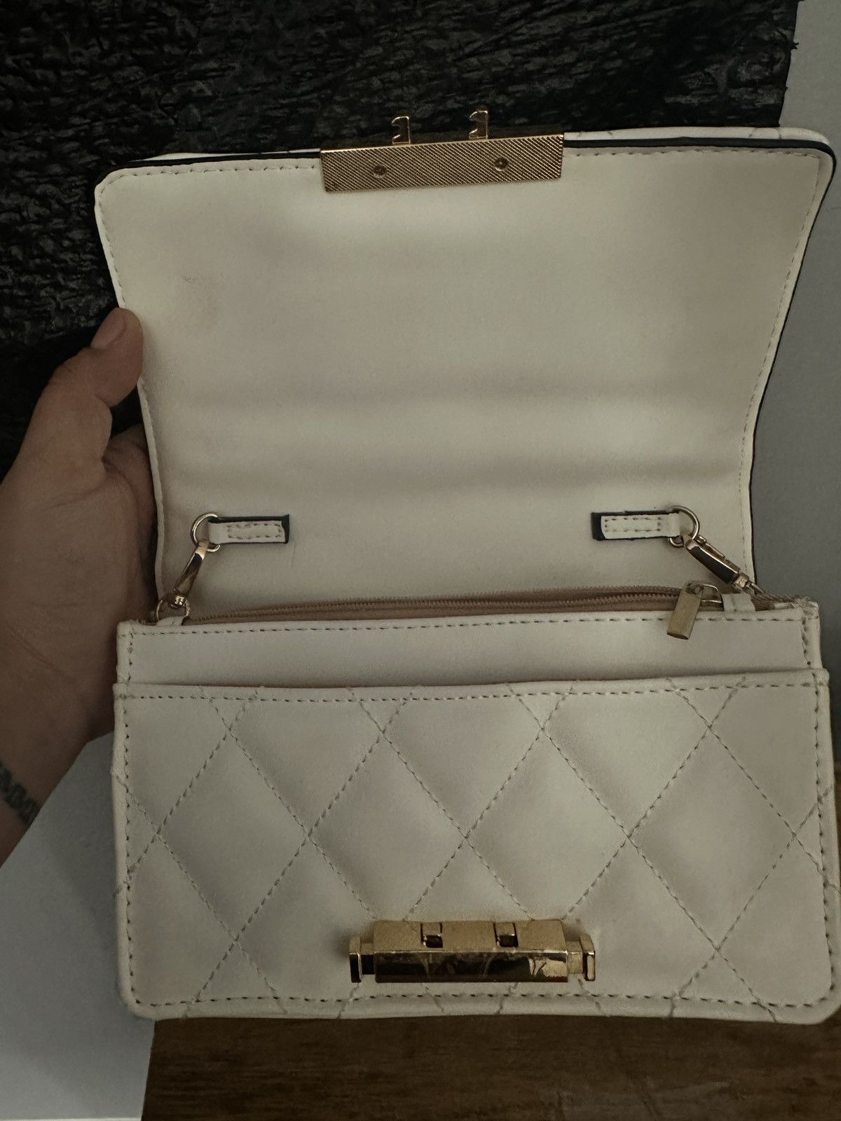 Aldo Elegant Cream Quilted Women's Bag Size ONE SIZE - 1 Thumbnail