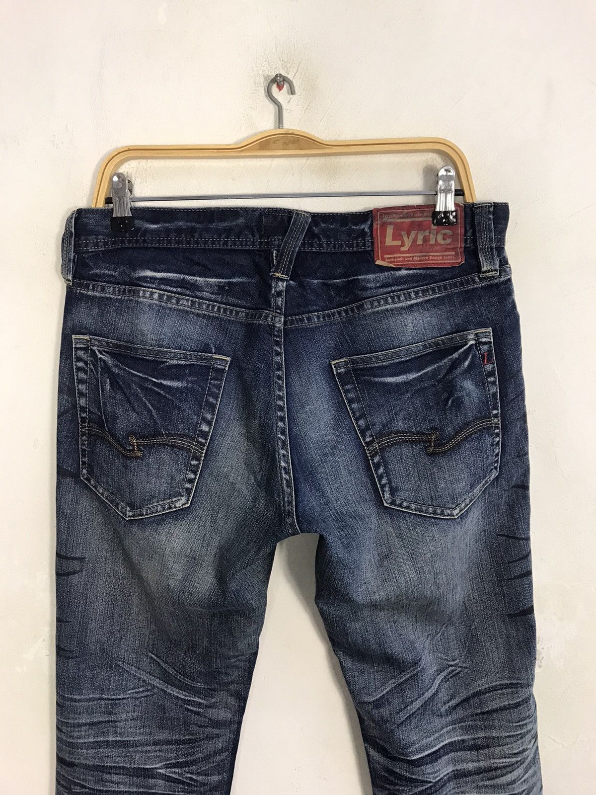 Japanese Brand Hype 90s Lyric Whisker Indigo Denim Straight Cut Size US 33 - 4 Thumbnail