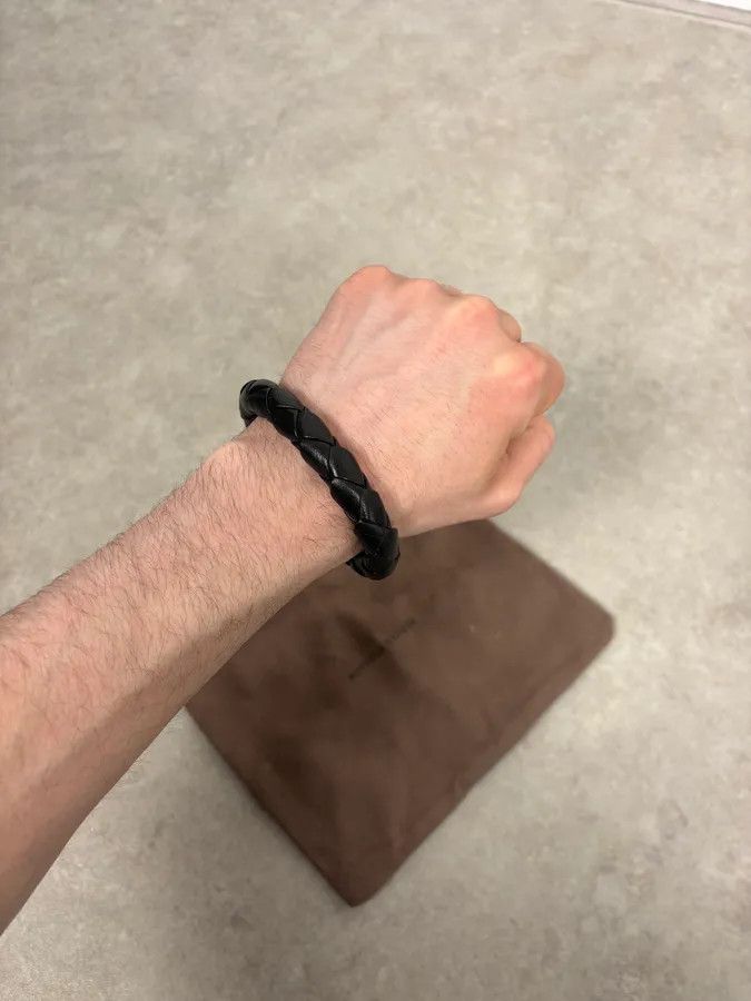Bottega Veneta 2000s Bottega Veneta Black Woven Leather Bracelet Size ONE SIZE - 1 Thumbnail