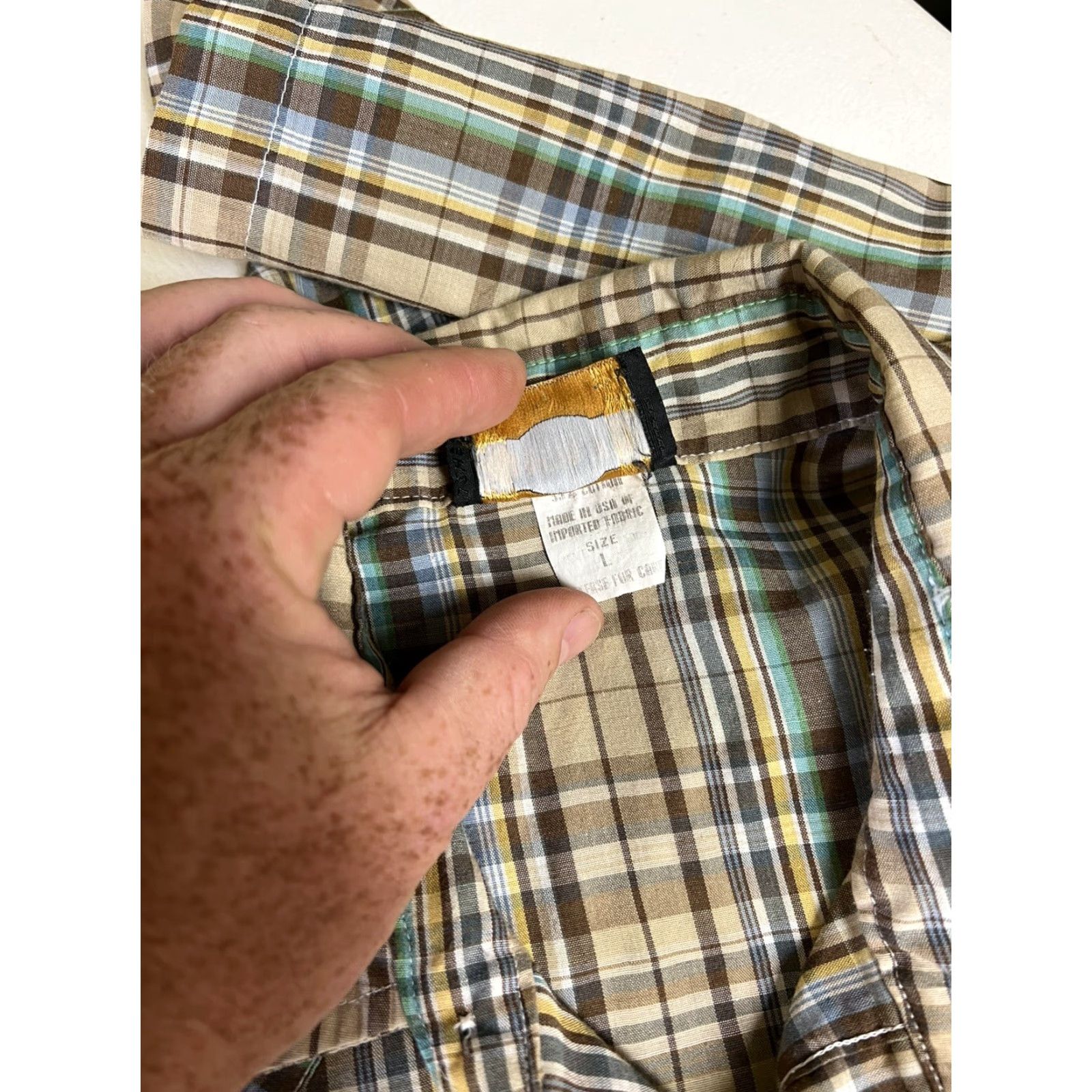 Vintage VINTAGE Holt Pearl Snap Shirt Mens L Blue Brown Plaid Short Sleeve Western Shirt Size US L / EU 52-54 / 3 - 3 Thumbnail