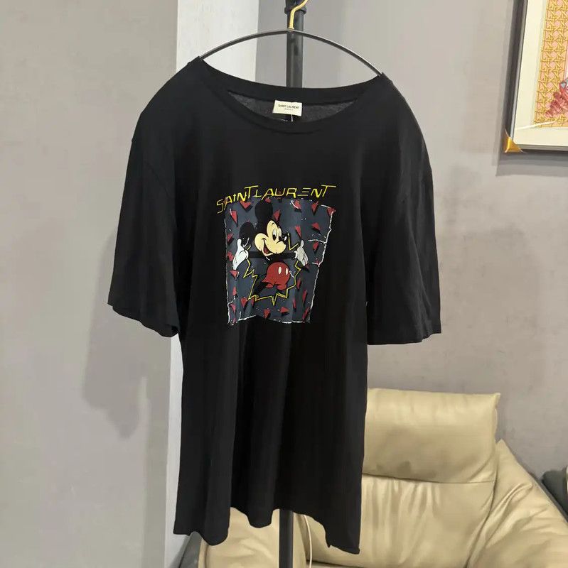 Yves Saint Laurent YSL Mickey Mouse Graphic Black T-Shirt 0089 Size M / US 6-8 / IT 42-44 - 1 Thumbnail