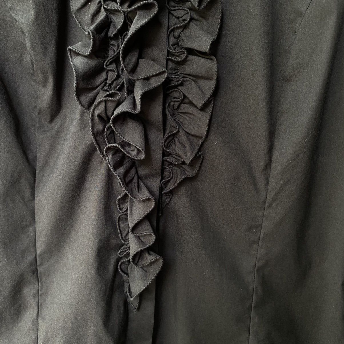 Max Mara Max Mara Black Fitted Cotton Ruffle Collar Shirt Size M / US 6-8 / IT 42-44 - 5 Thumbnail