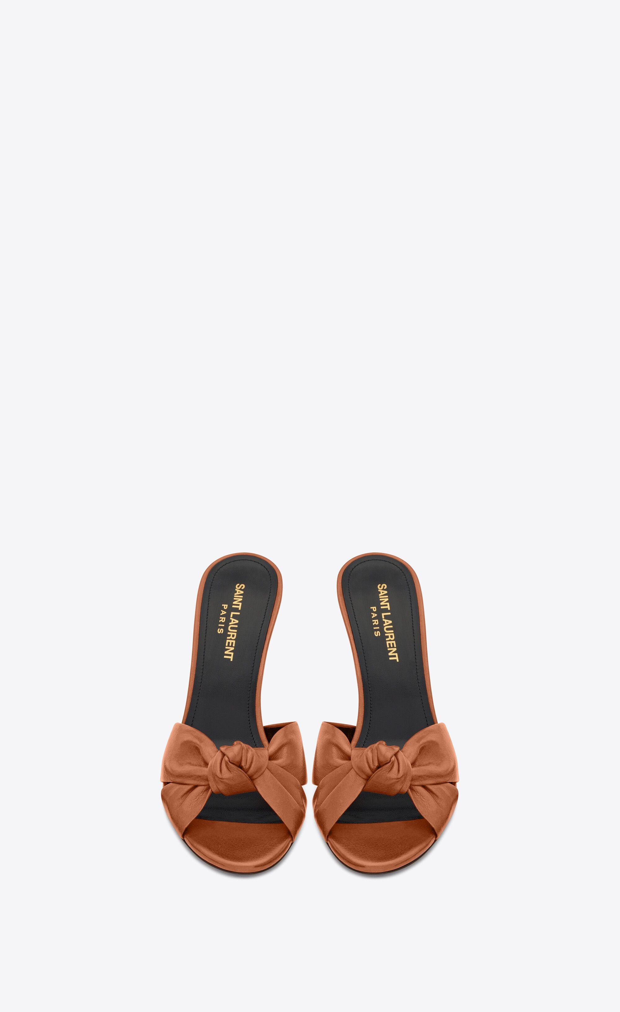 Saint Laurent Paris o1bcso1str0326 Bianca Mules In Smooth Leather in Brown Size US 10 / IT 40 - 3 Thumbnail