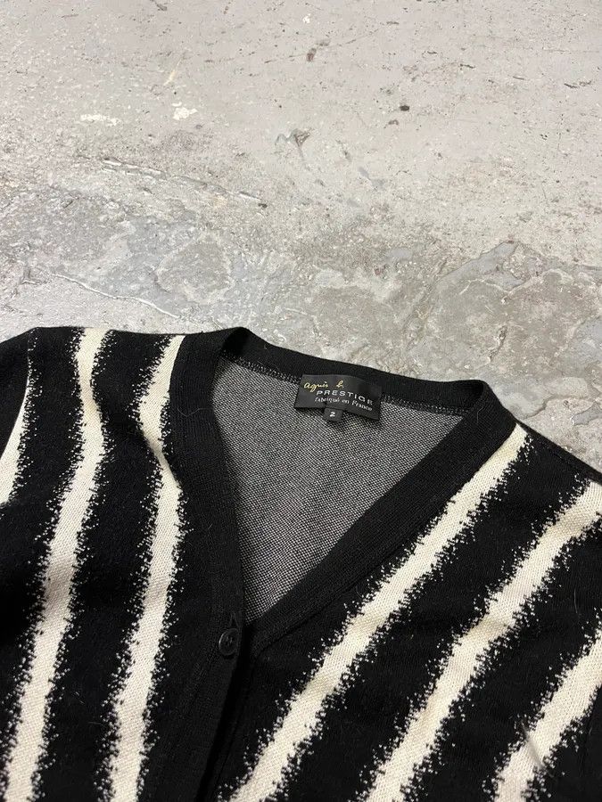 agnes b. Agnes B Black & White Striped Contemporary Cardigan Size S / US 4 / IT 40 - 2 Thumbnail