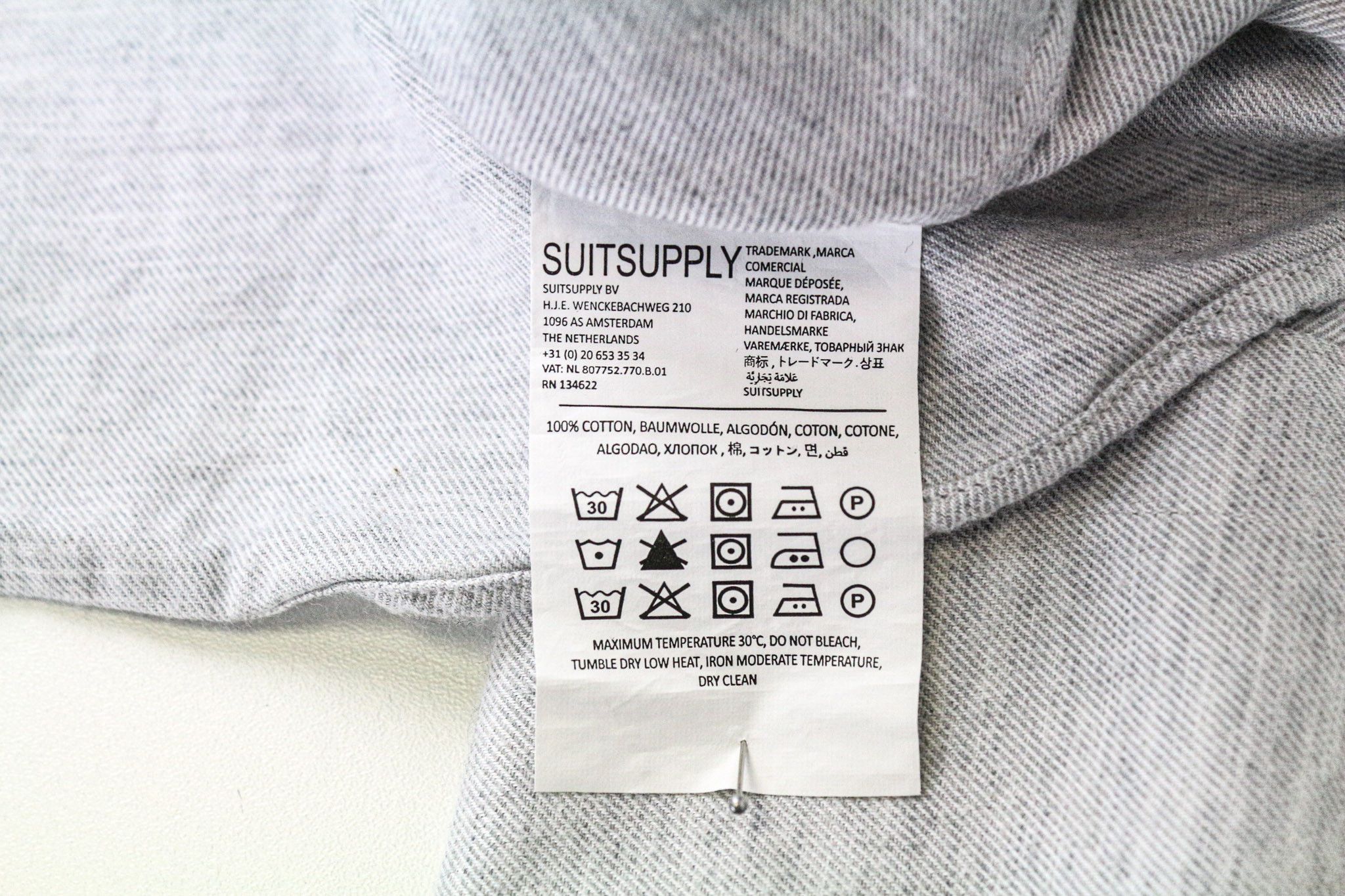 Suitsupply 35/36/13 1/2 Grey Cotton Cutaway Shirt 77097 Size 36R - 7 Thumbnail