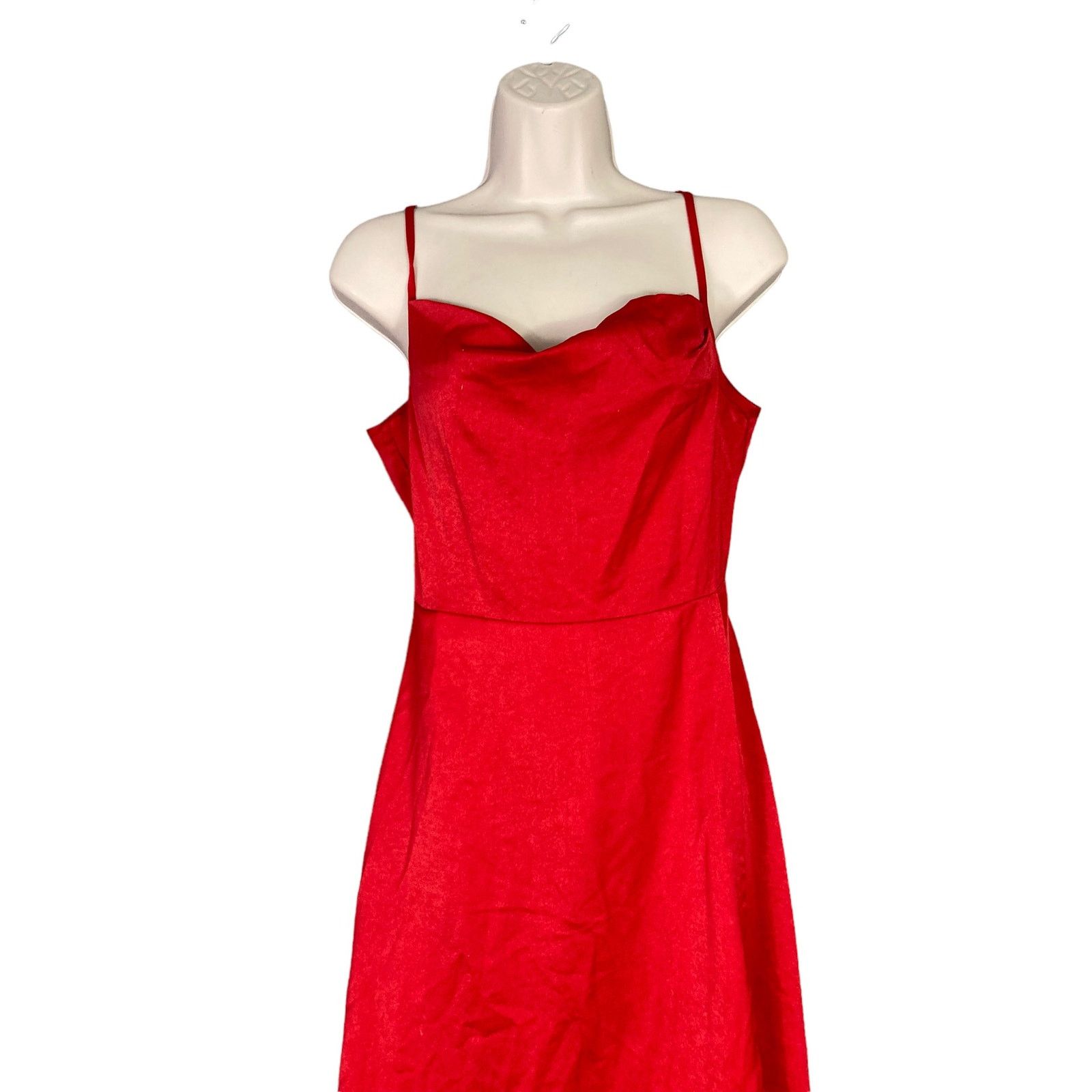 shein red dress satin SHEIN Belle Asymmetric Neck Backless Satin Dress