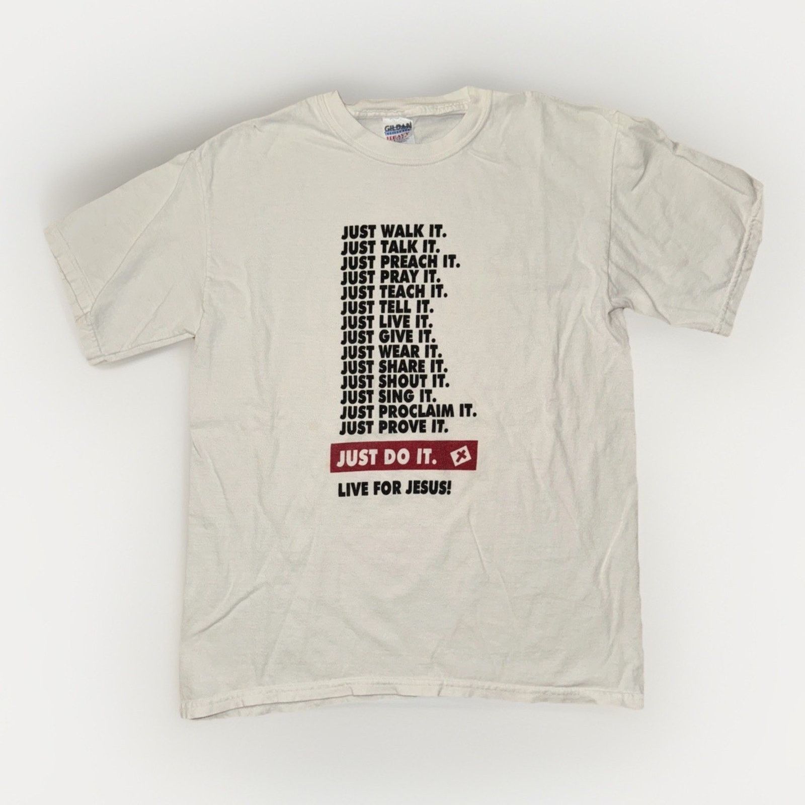 Band Tees Christian Parody “Just Do It” Graphic T-Shirt Med Religious Size US M / EU 48-50 / 2 - 1 Thumbnail