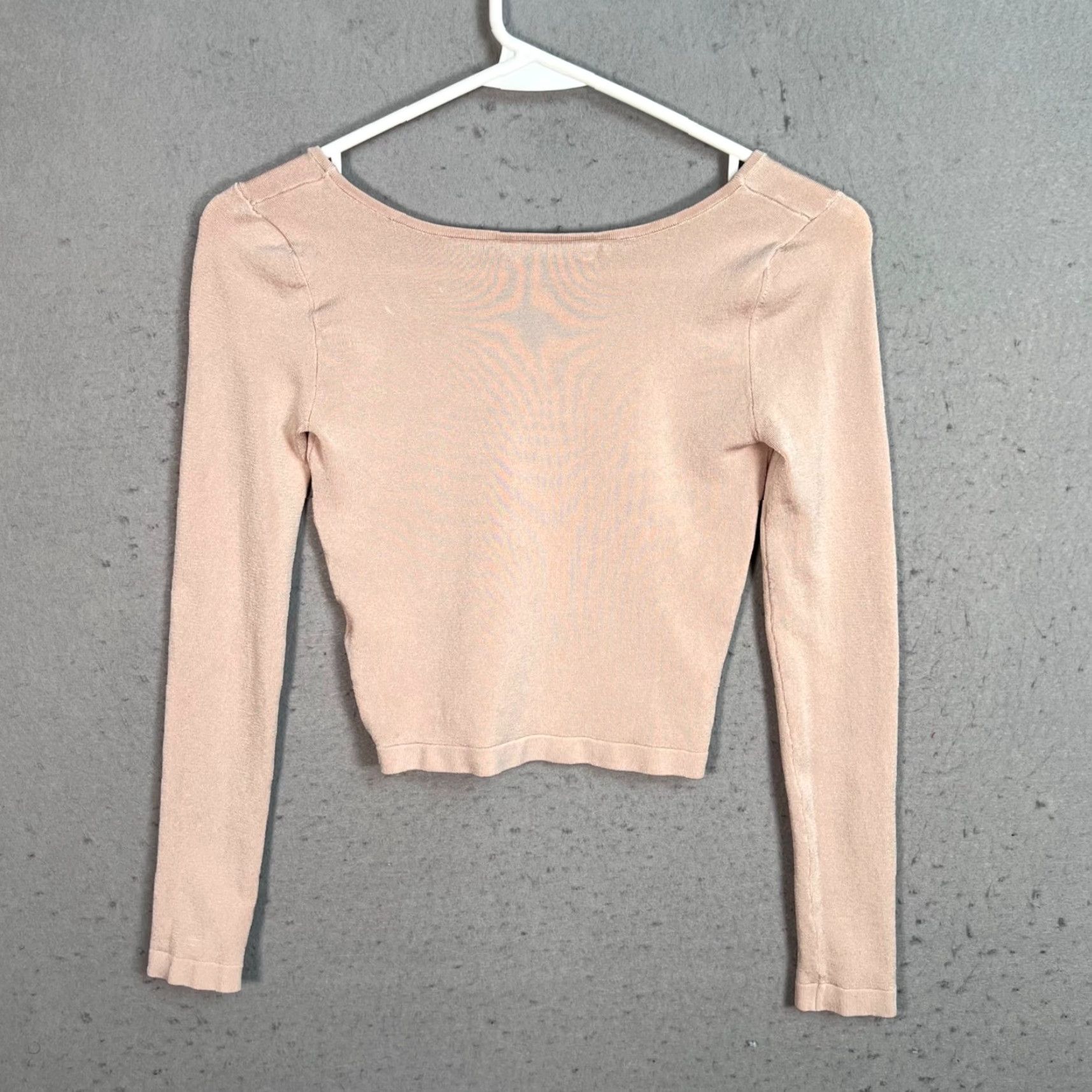 Vintage VINTAGE Babaton Cropped Top Women's Long Sleeve Knit Pink 2XS Casual Spring Summer Fall Size XXS / US 00 / IT 34 - 2 Thumbnail