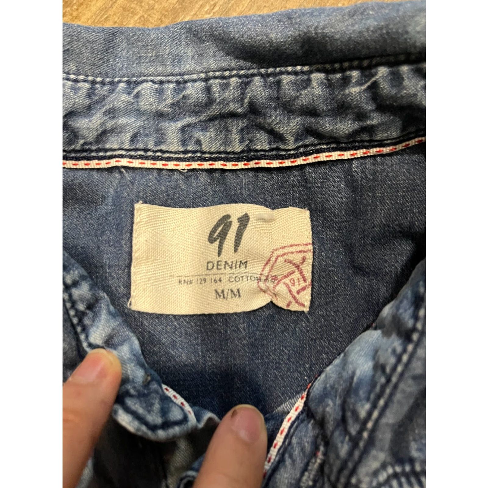 Denime 91 Denim Shirt Mens Medium M Blue Collared Short Sleeve Button Down Size US M / EU 48-50 / 2 - 4 Thumbnail