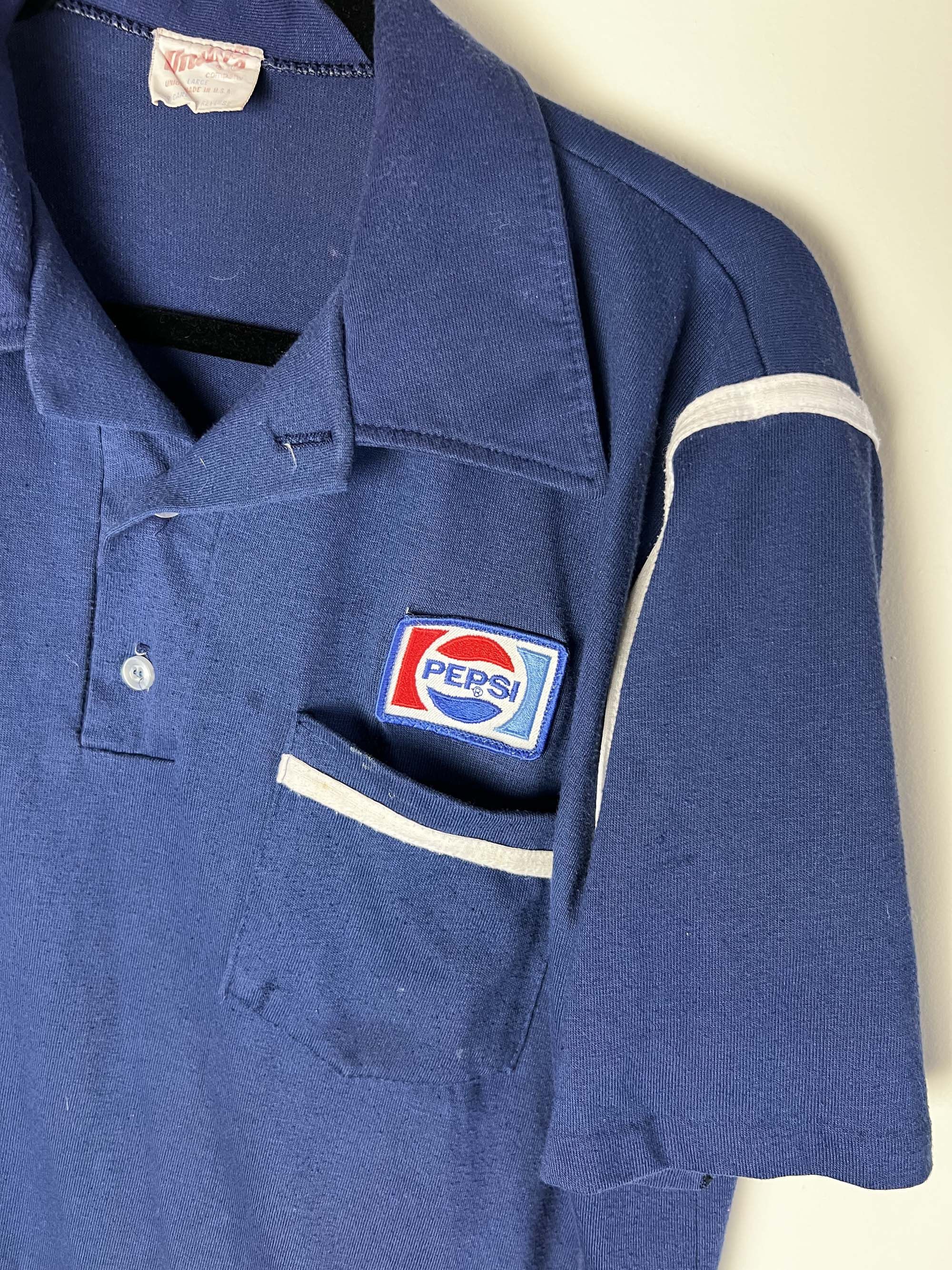 Pepsi Vintage 1970's Pepsi Polo Work Shirt - Name Tag : Larry Size US L / EU 52-54 / 3 - 5 Thumbnail