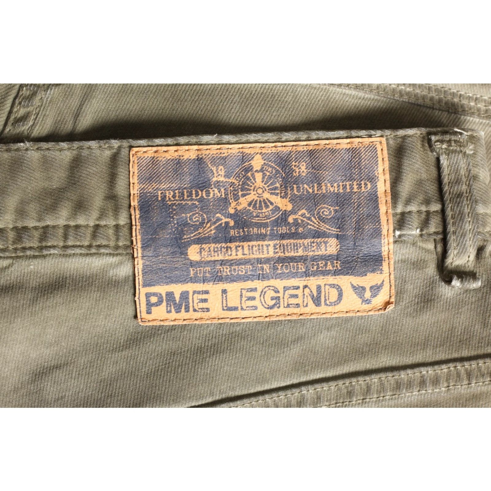 Vintage PME LEGEND Trousers Casual Men Olive 34 W34 L34 Dirty Twill Bronco Worker Pants DZ6457 Mens Size US 34 / EU 50 - 4 Thumbnail