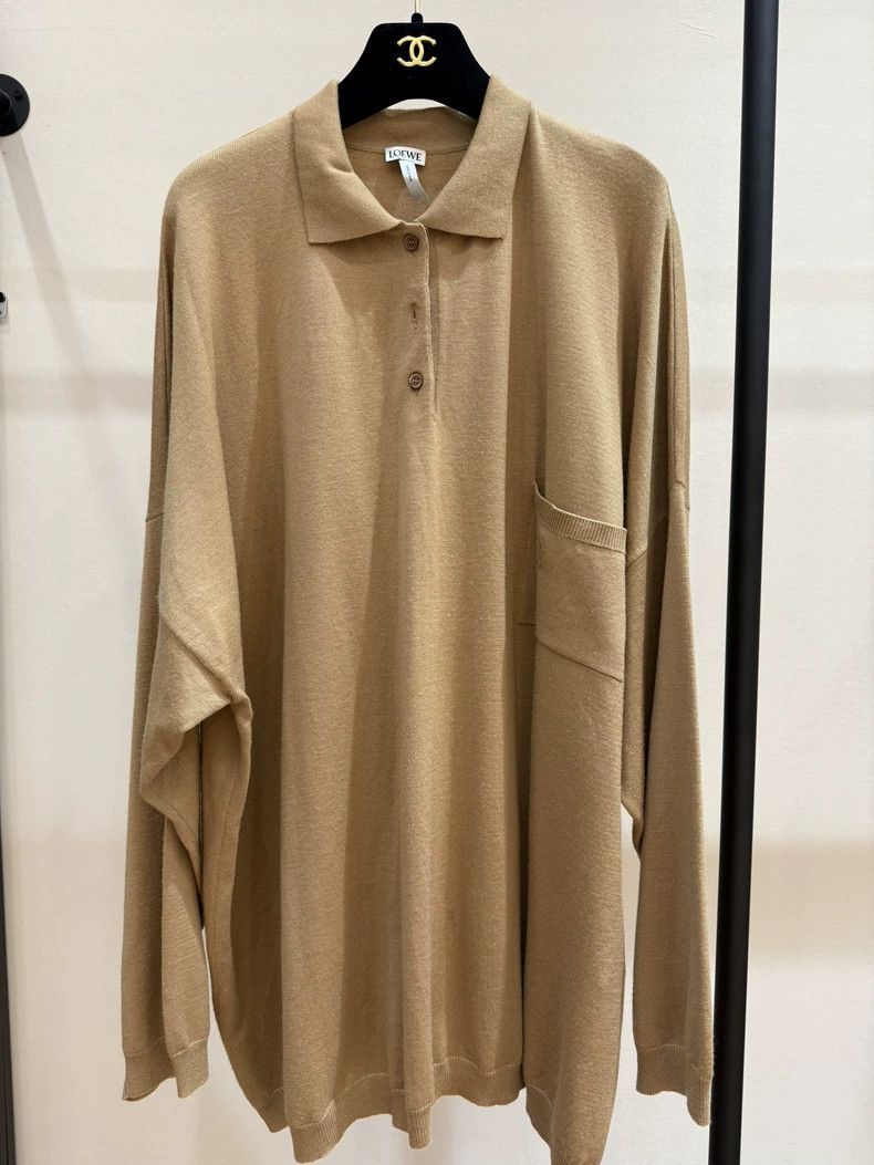 Loewe LOEWE Beige Polo Collar Knit Sweater - dmc Size US M / EU 48-50 / 2 - 1 Thumbnail