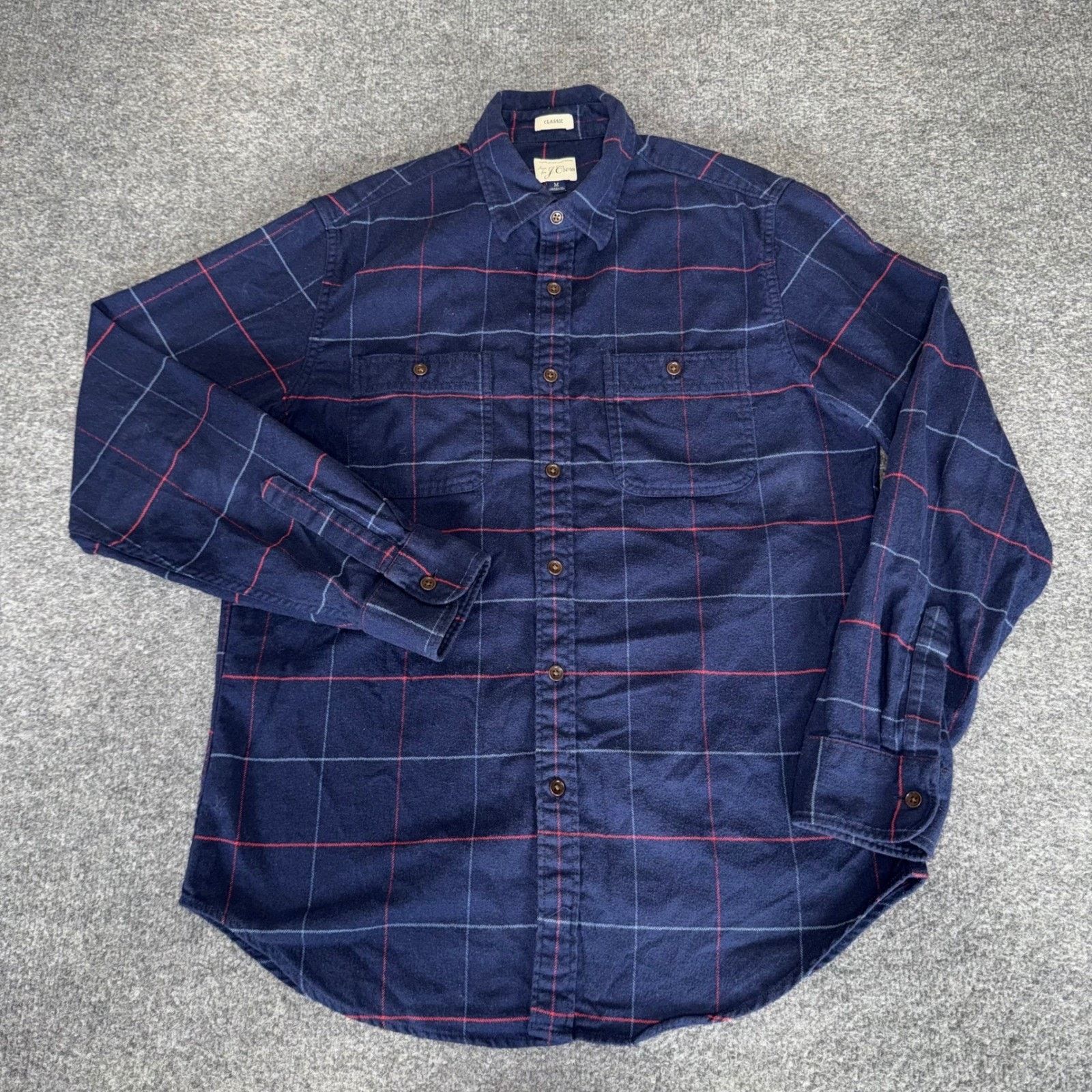 J.Crew J.Crew Mens Medium Classic Fit Navy Plaid Flannel Shirt Size US M / EU 48-50 / 2 - 1 Thumbnail