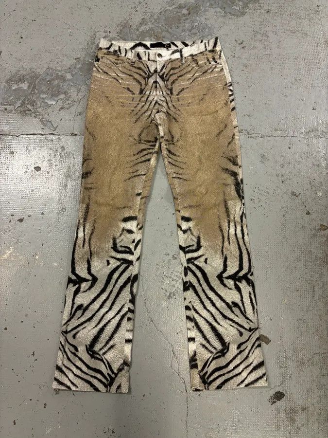 Just Cavalli 2000s Cavalli White & Beige Zebra Gradient Pants Size US 32 / EU 48 - 1 Thumbnail