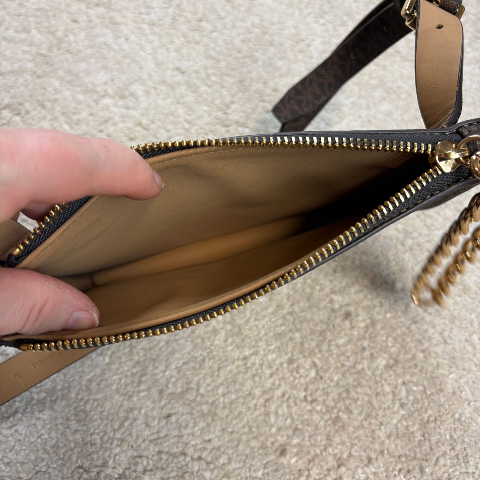 Michael Kors NWOT Michael Kors MMK Chain Zip Brown Logo Belt Bag XL Size ONE SIZE - 5 Thumbnail
