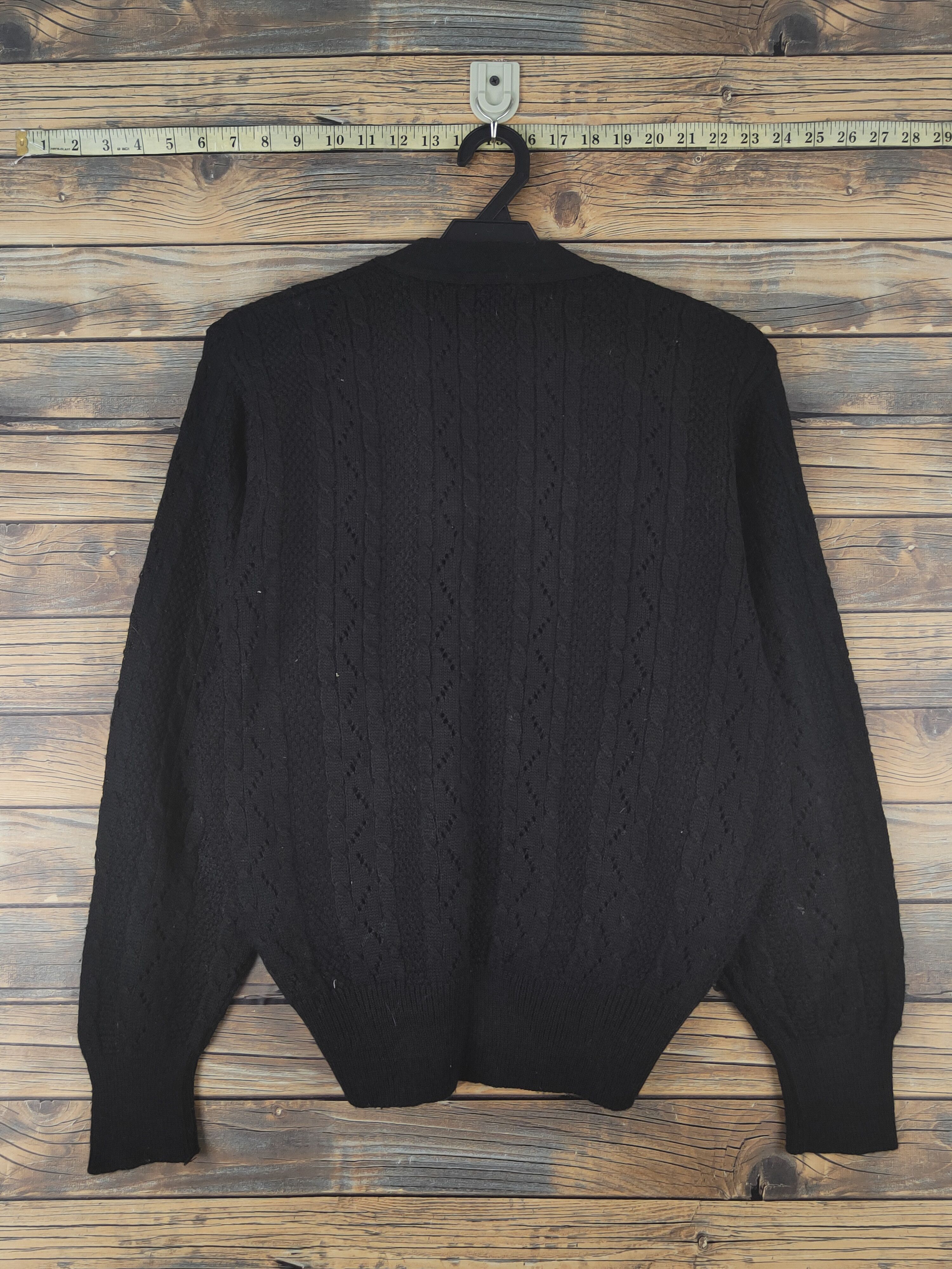 Aran Isles Knitwear × Japanese Brand More Criss Black Knitwear Cardigan #W1216 Size M / US 6-8 / IT 42-44 - 7 Thumbnail