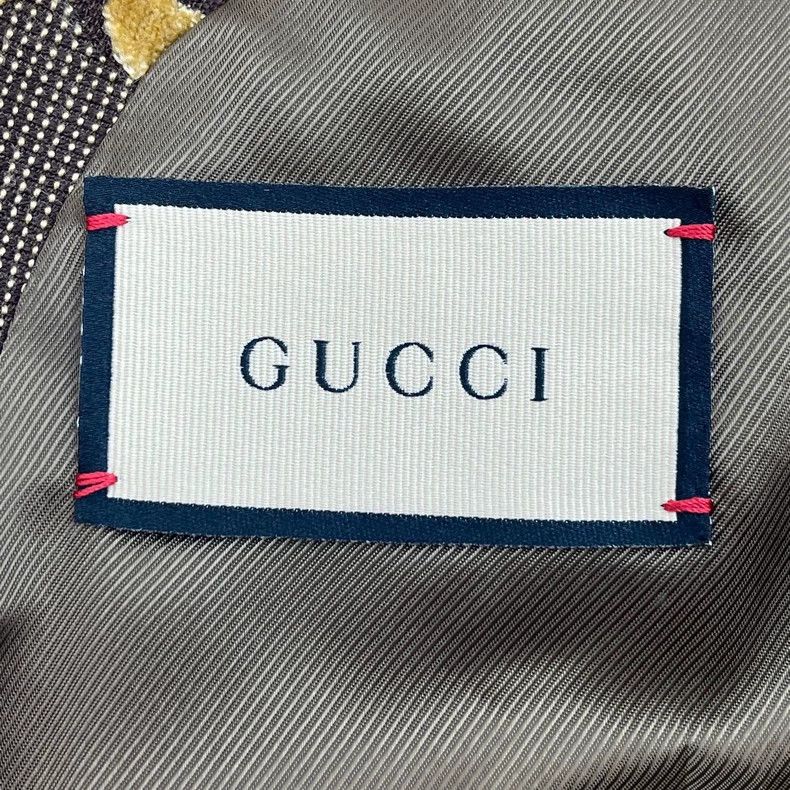 Gucci Gucci Coffee-colored logo velvet satin suit jacket 2502-Nex Size US M / EU 48-50 / 2 - 5 Thumbnail