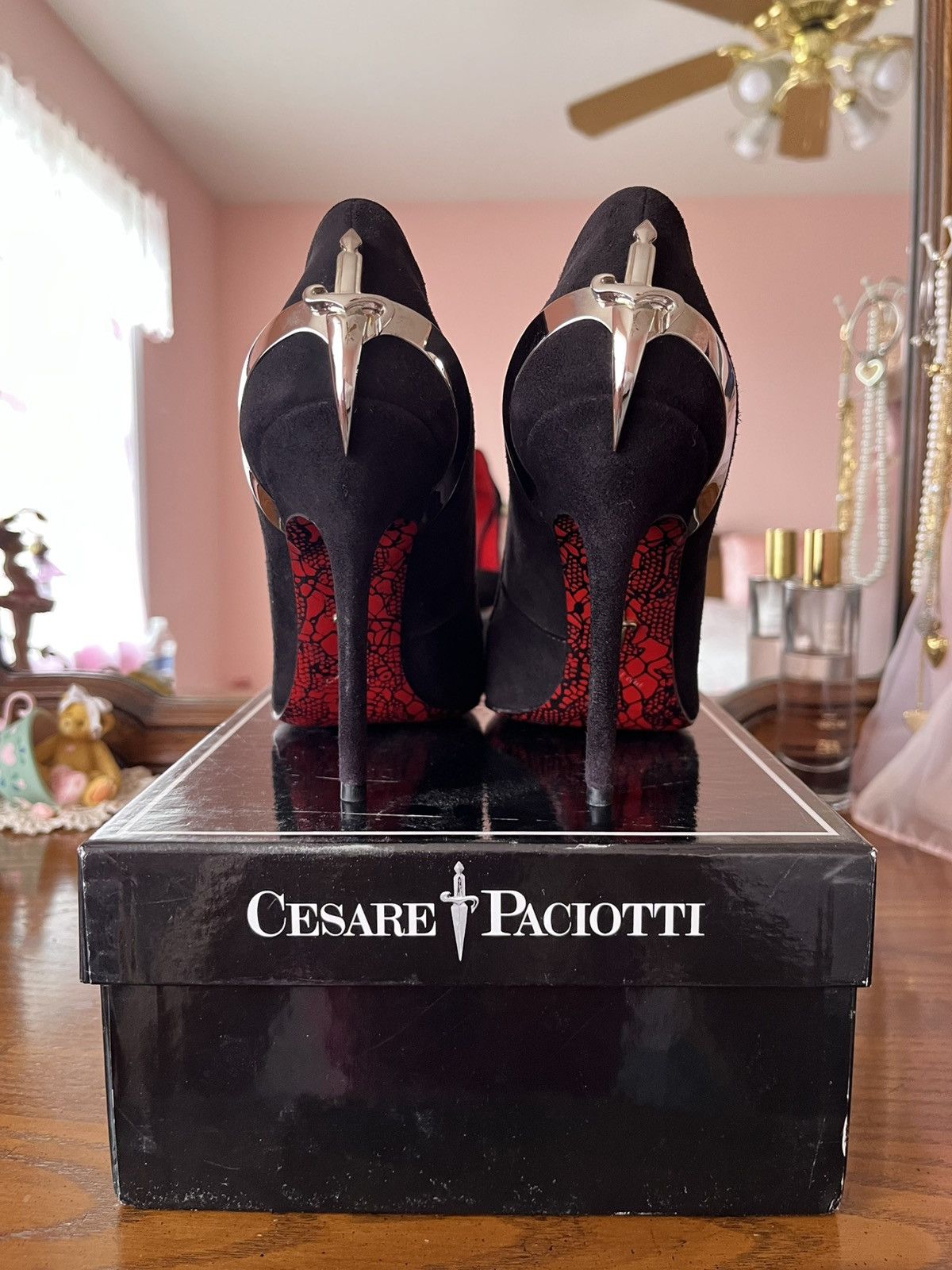 Paciotti Cesare Paciotti Black Suede Dagger Heels Size US 7 / IT 37 - 1 Thumbnail
