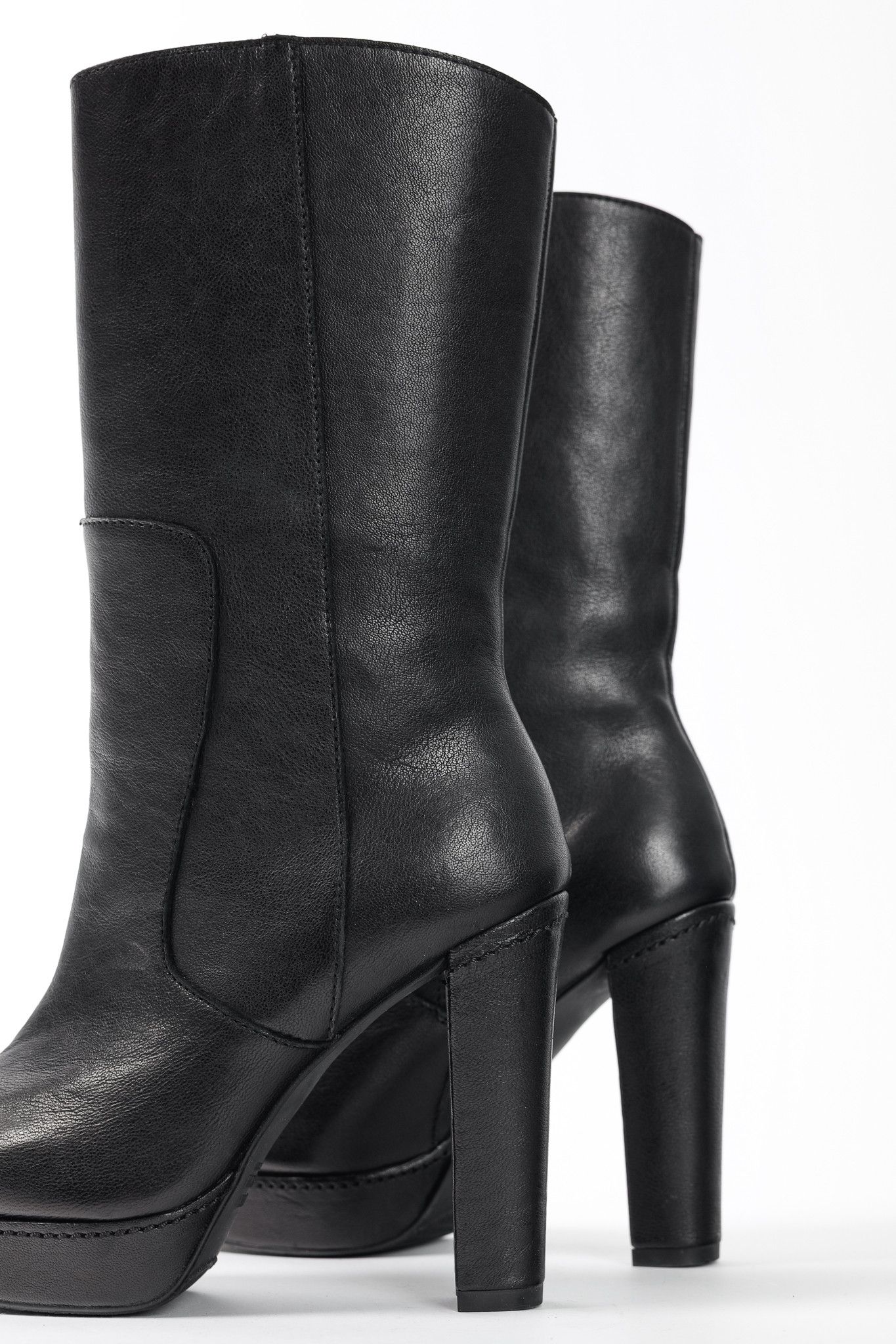 Stuart Weitzman Stuart Weitzman Black Leather Platform Heeled Short Boots Size US 5.5 / IT 35.5 - 8 Thumbnail