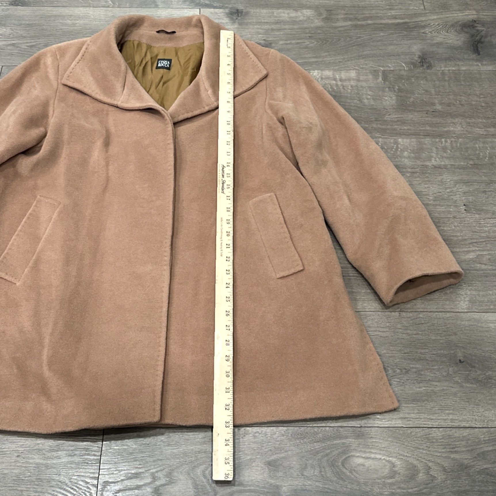 Cinzia Rocca Cinzia Rocca Angora And Wool Camel Coat Jacket/Coat Mid-Length Beige Wool Pockets Button Funnel Neck Women US 12 / GB 16 / IT 48 Size XL / US 12-14 / IT 48-50 - 3 Thumbnail