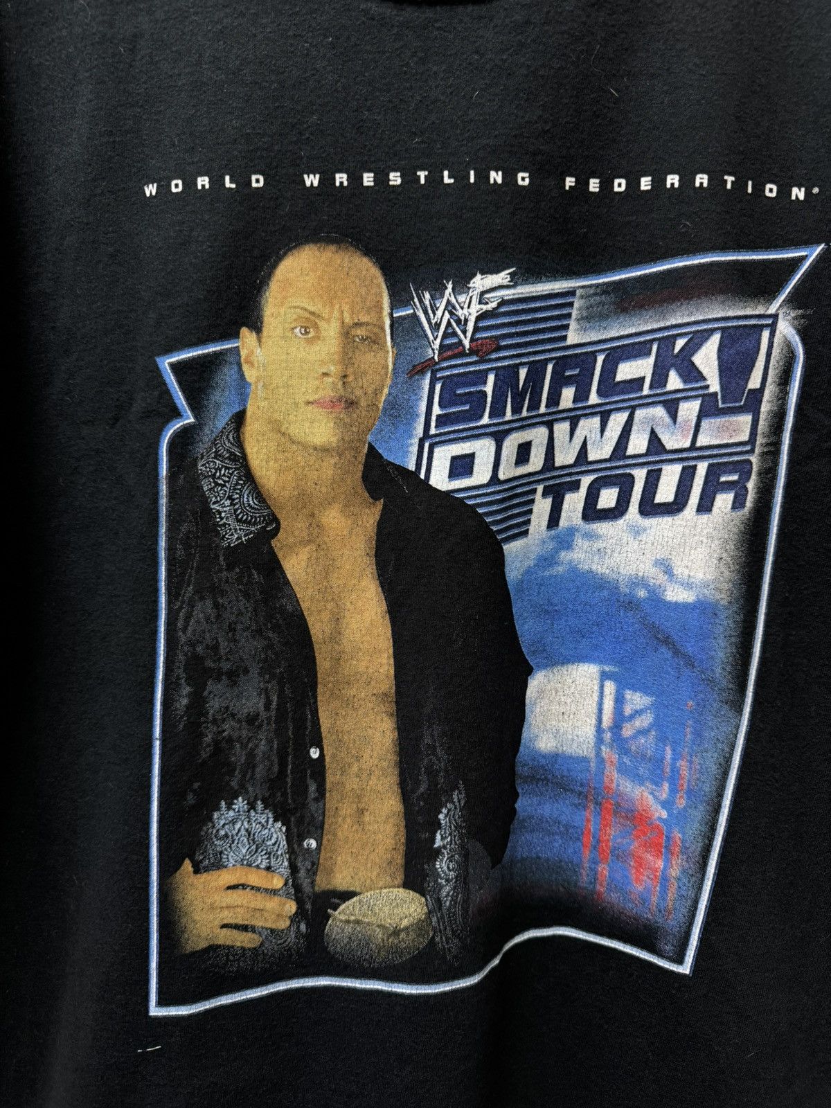 WWF vintage 2002 WWF (WWE) The Rock SmackDown Tour black T-shirt Size US L / EU 52-54 / 3 - 4 Thumbnail