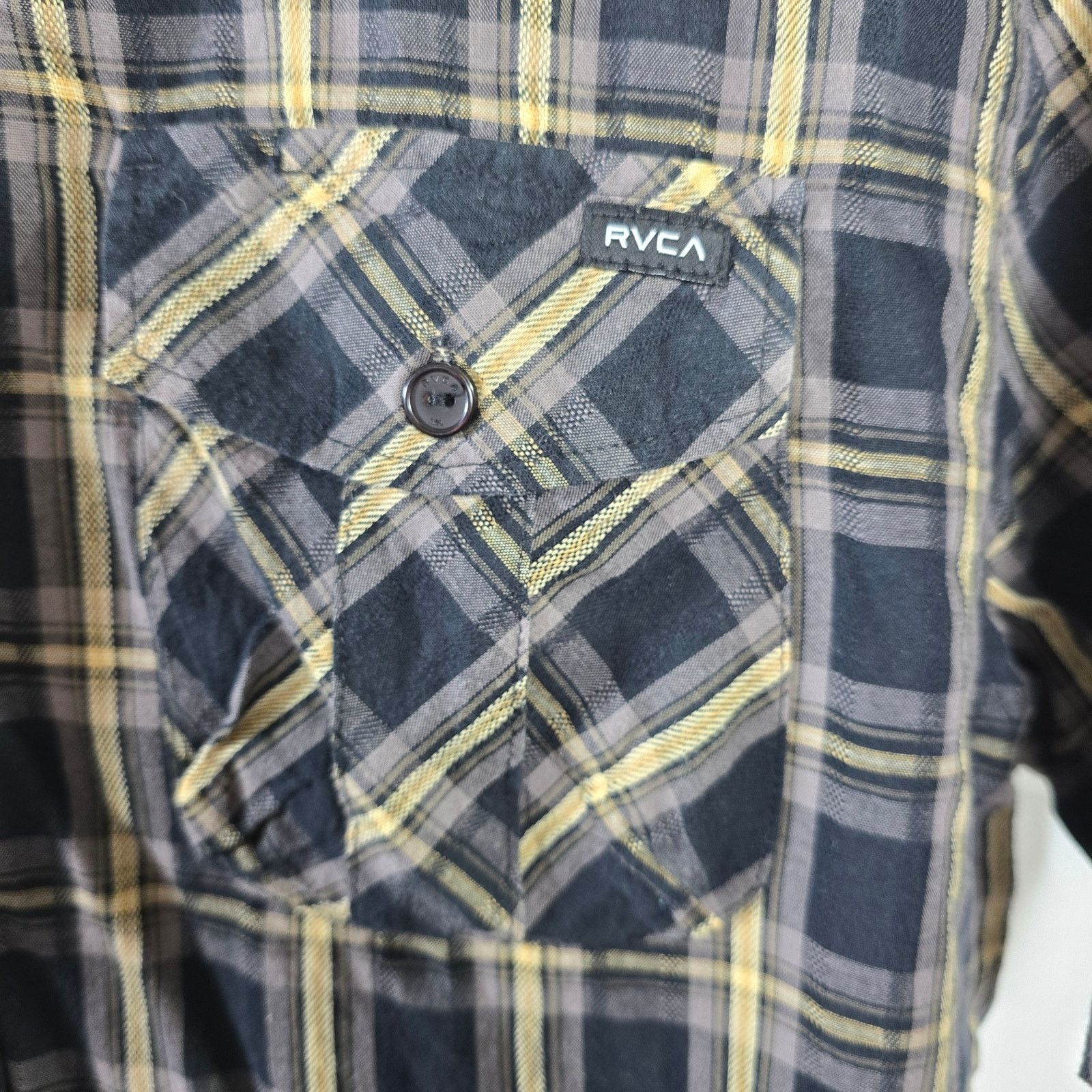 RVCA RVCA Black Tan Plaid Short Sleeve Button-up Shirt Sz Large Size US L / EU 52-54 / 3 - 2 Thumbnail