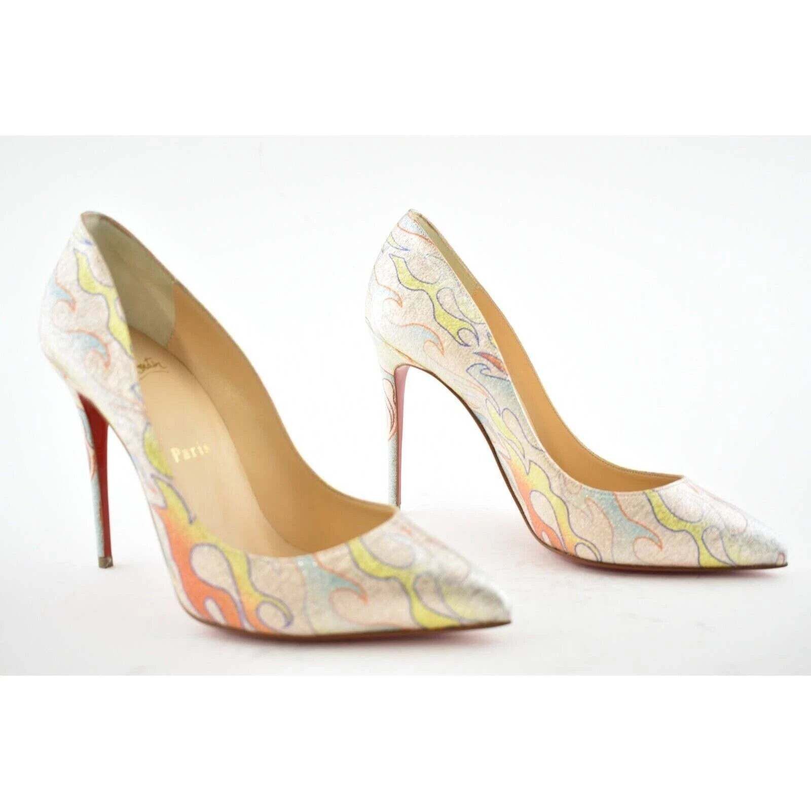 Christian Louboutin Christian Louboutin Pigalle Follies 100 Lurex Flame Orange Size US 7 / IT 37 - 4 Thumbnail