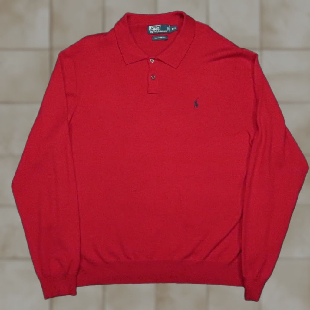 Polo Ralph Lauren VINTAGE Polo Ralph Lauren Sweater Men 2XL Red Wool Long Sleeve Pullover Knit Size US XXL / EU 58 / 5 - 1 Thumbnail