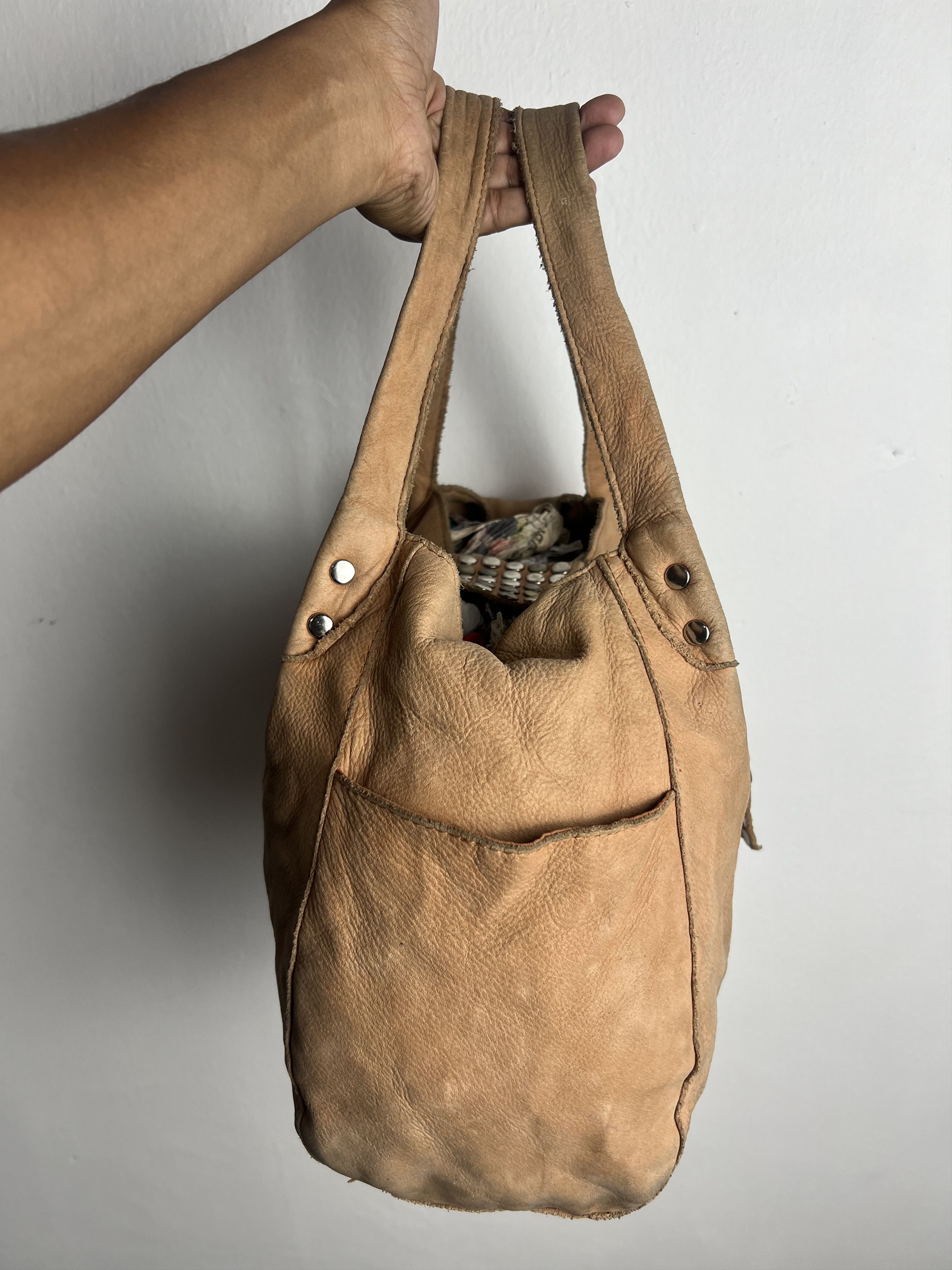 Genuine Leather Tres Kmrii Style Studded Leather Suede Hobo Bag Size ONE SIZE - 4 Thumbnail