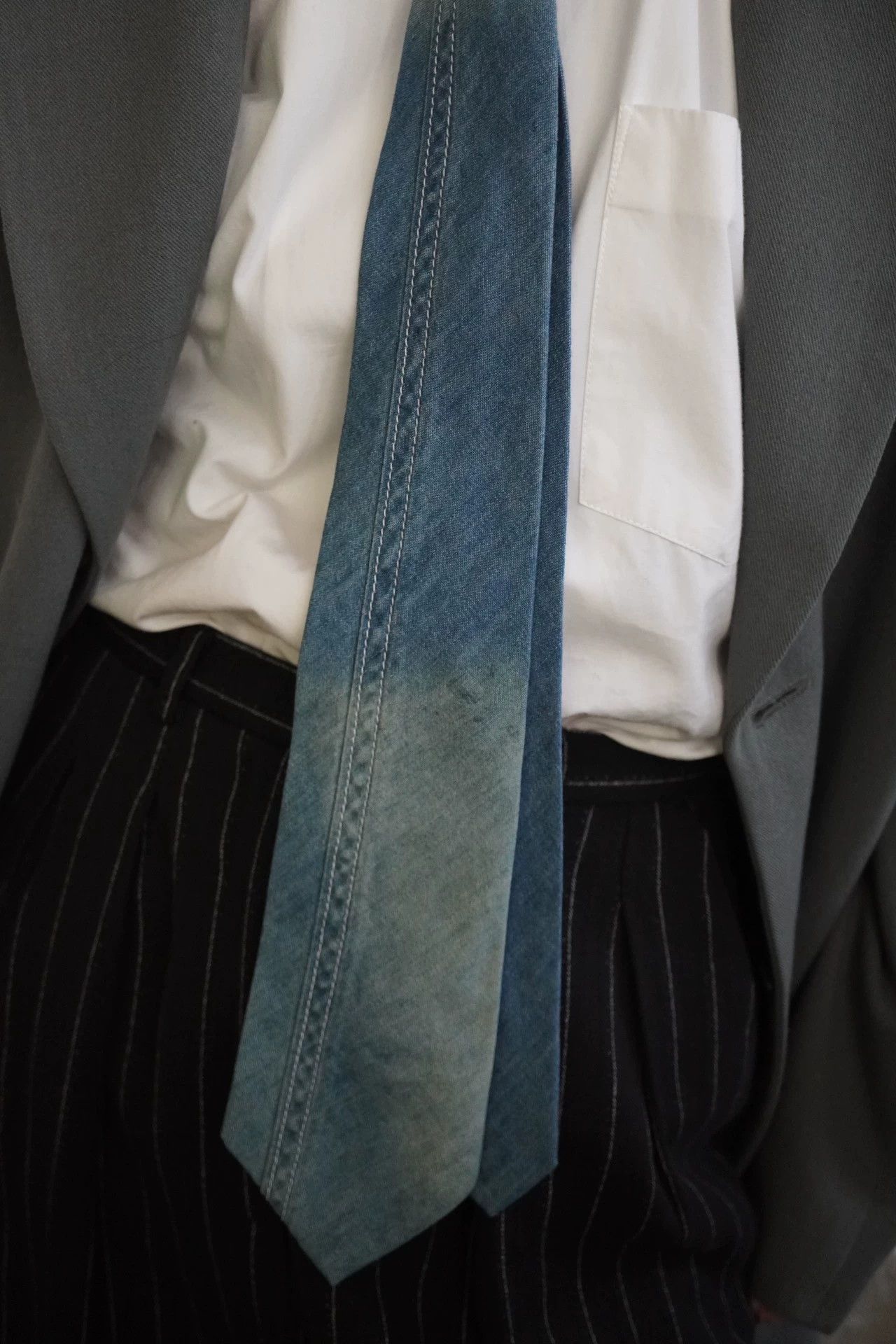 Yohji Yamamoto Yohji Yamamoto 90s Rare Denim Necktie 9 New Size ONE SIZE - 5 Thumbnail