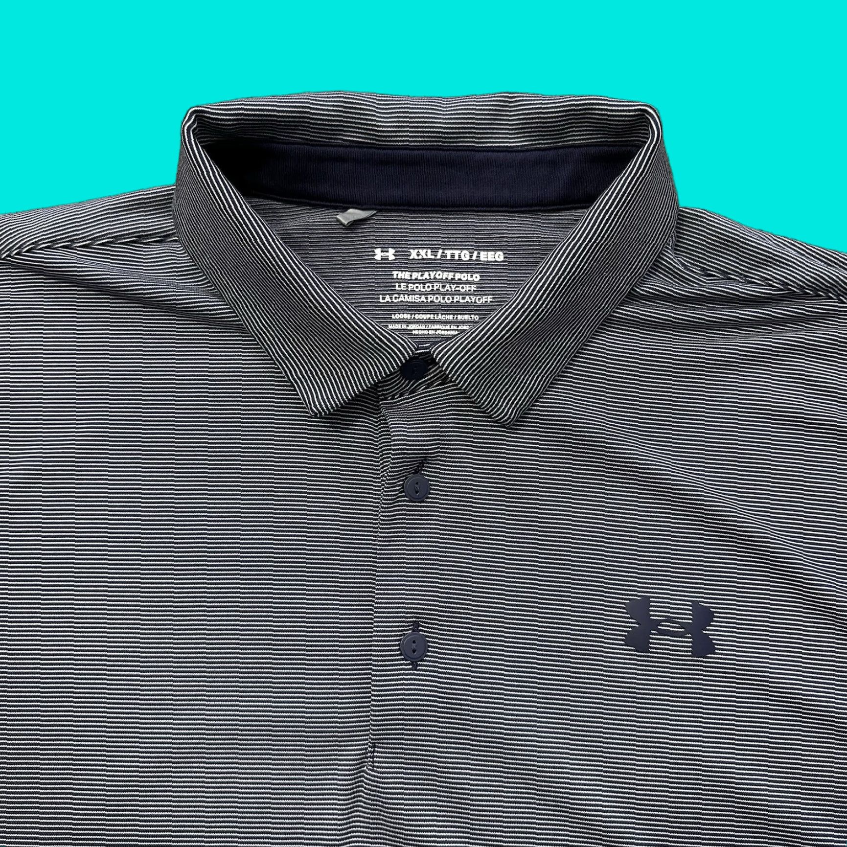 Under Armour Under Armour Golf Polo Shirt Mens 2XL Striped The Playoff Blue Polo Mens 2XL Golf Breathable Size US XXL / EU 58 / 5 - 1 Thumbnail