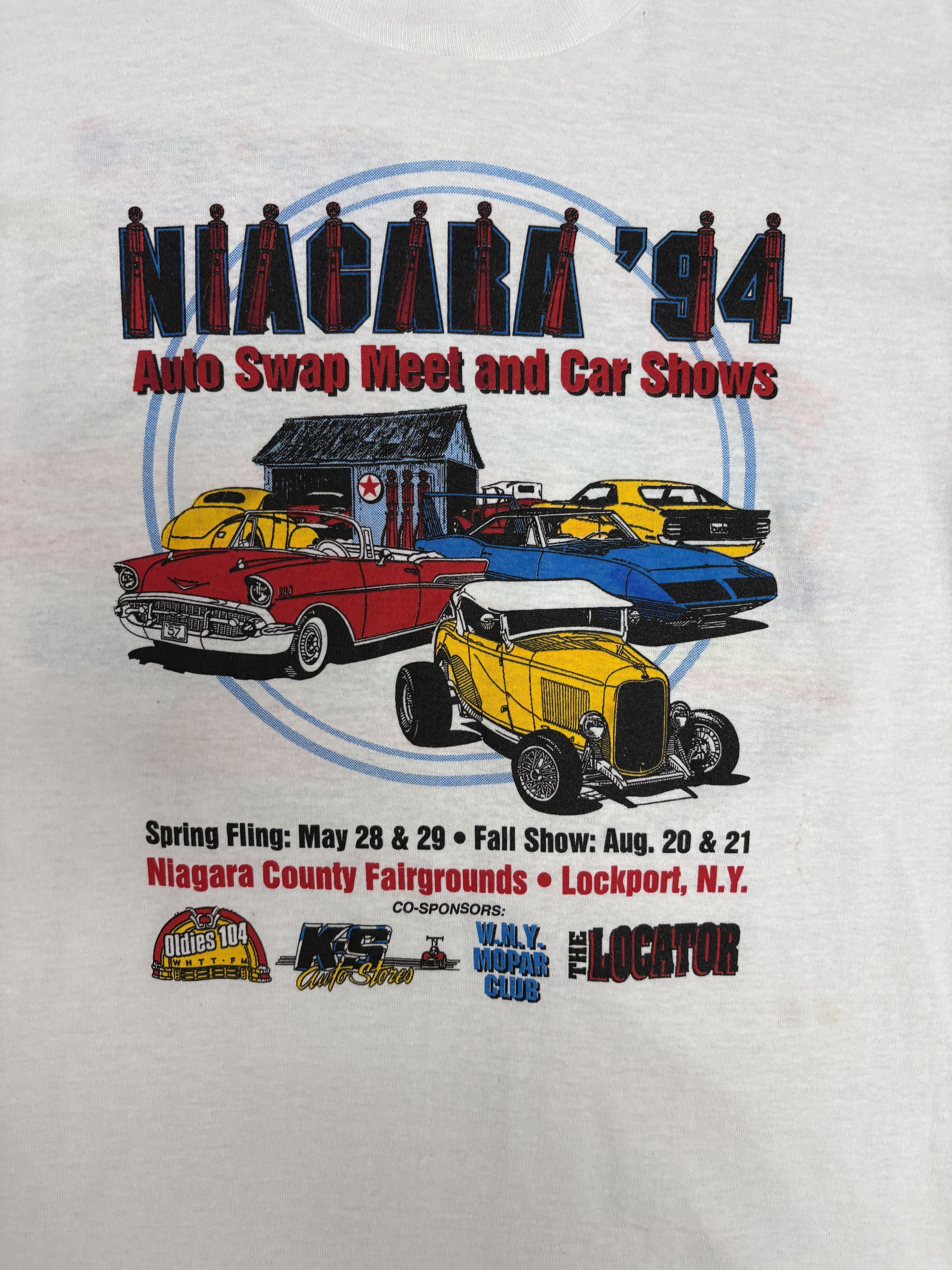 Vintage Niagara '94 Auto Swap Car Shows Vintage White T-Shirt Tee Size US XL / EU 56 / 4 - 2 Thumbnail