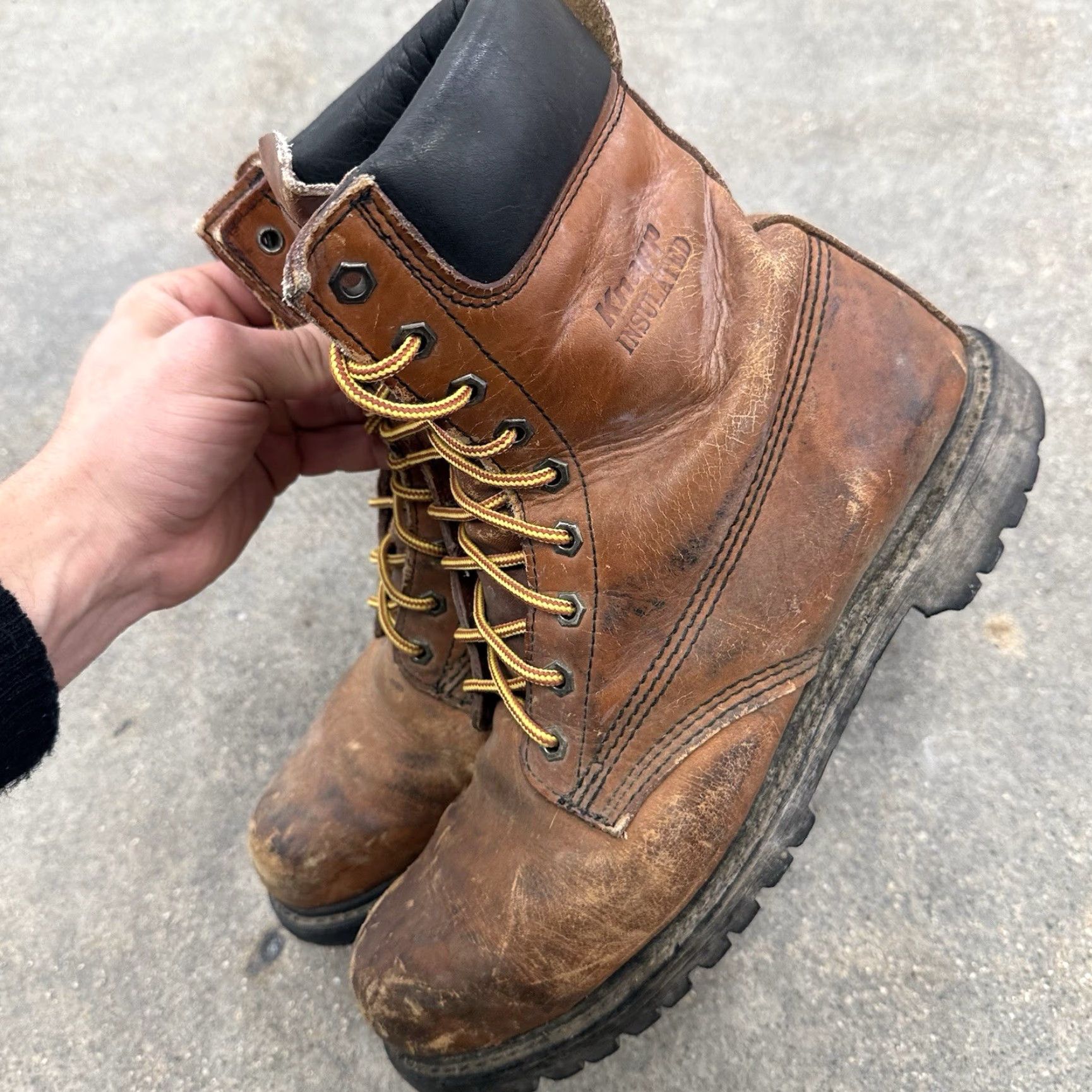 Vintage VINTAGE Knapp Boot Mens Work Brown Leather 10.5 E Chukka Distressed Leather Upper Outsole 2856 Distressed Size US 11 / EU 44 - 6 Thumbnail