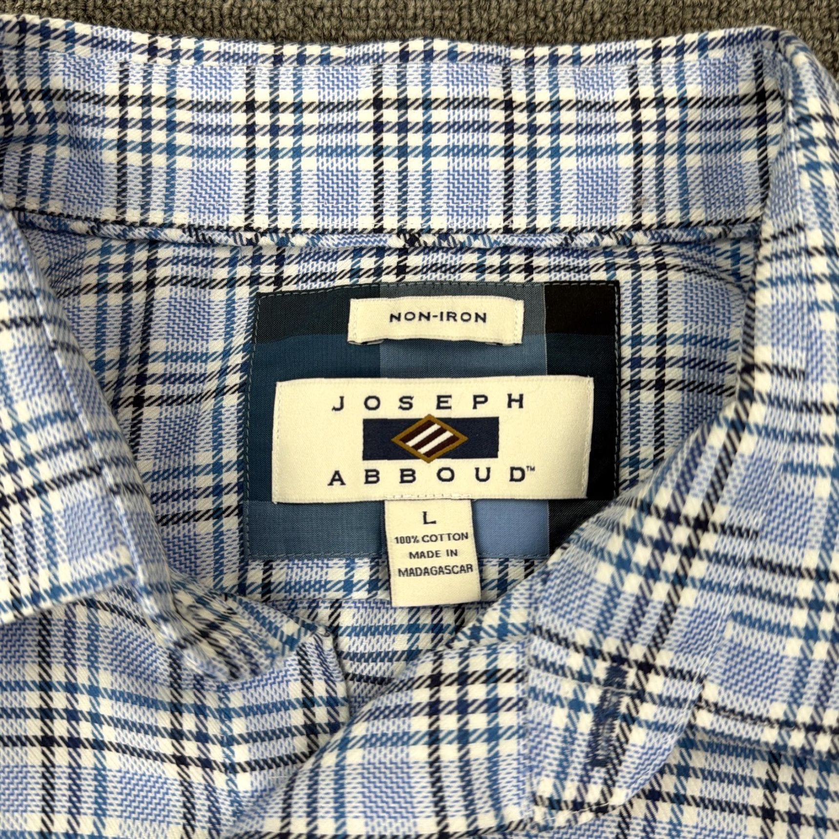Joseph Abboud Joseph Abboud Shirt Mens Large Blue Check Non-Iron Dress Button Up Long Sleeve Size 42R - 3 Thumbnail