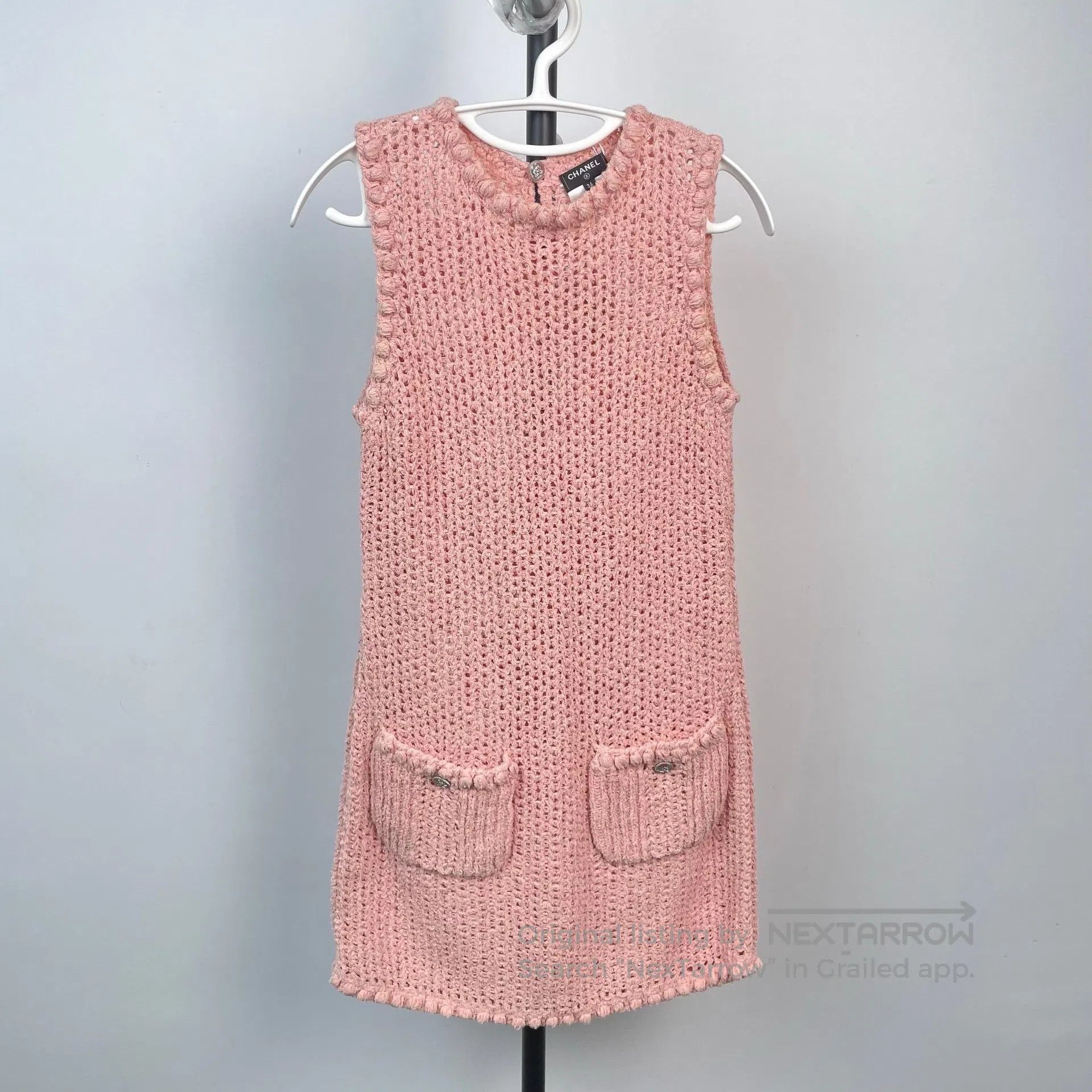 Chanel Chanel Pink Tweed Sleeveless Cutout Dress Two Piece Set| Size XXS / US 00 / IT 34 - 3 Thumbnail