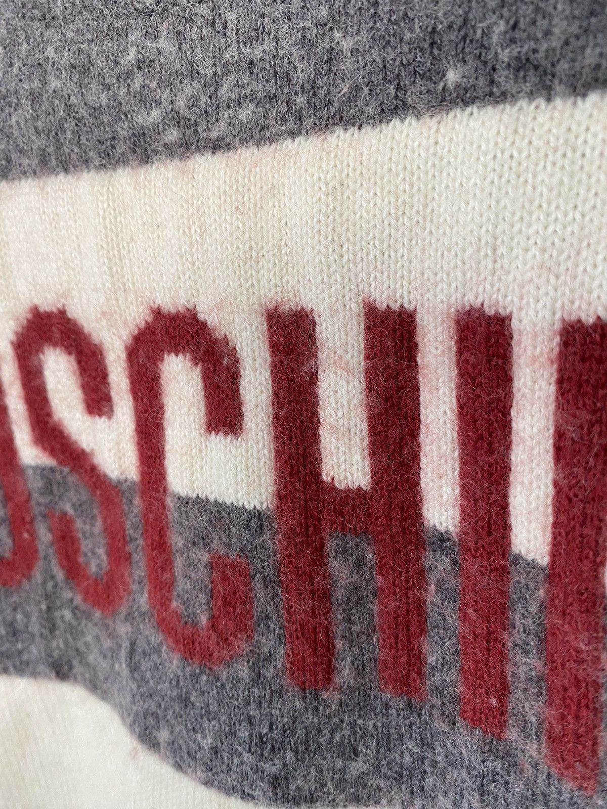Moschino × Vintage 1990s wool knit striped logo Size S / US 4 / IT 40 - 6 Thumbnail