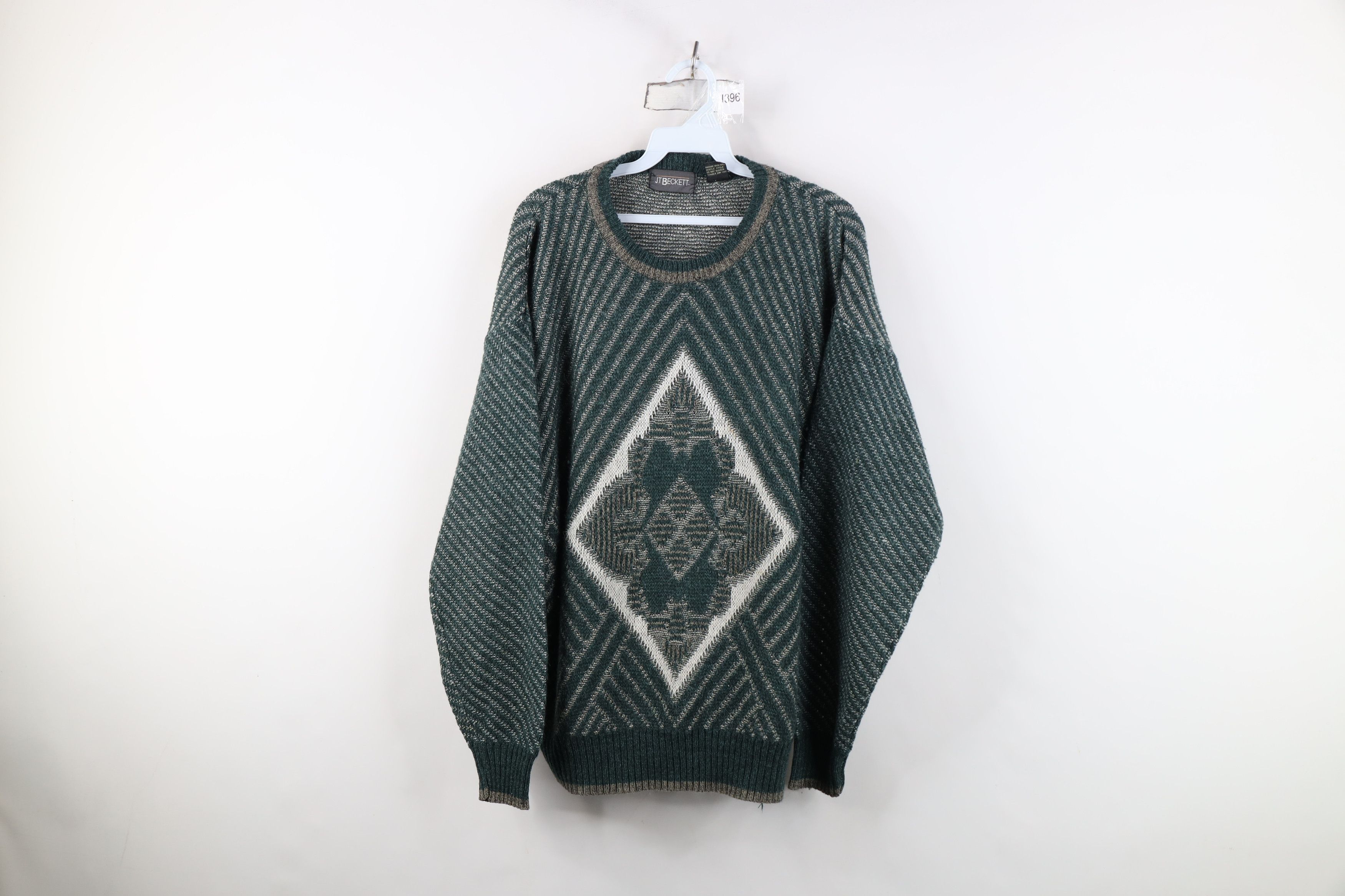 Vintage Vintage 90s Streetwear Blend Ribbed Knit Geometric Sweater Size L / US 10 / IT 46 - 1 Thumbnail