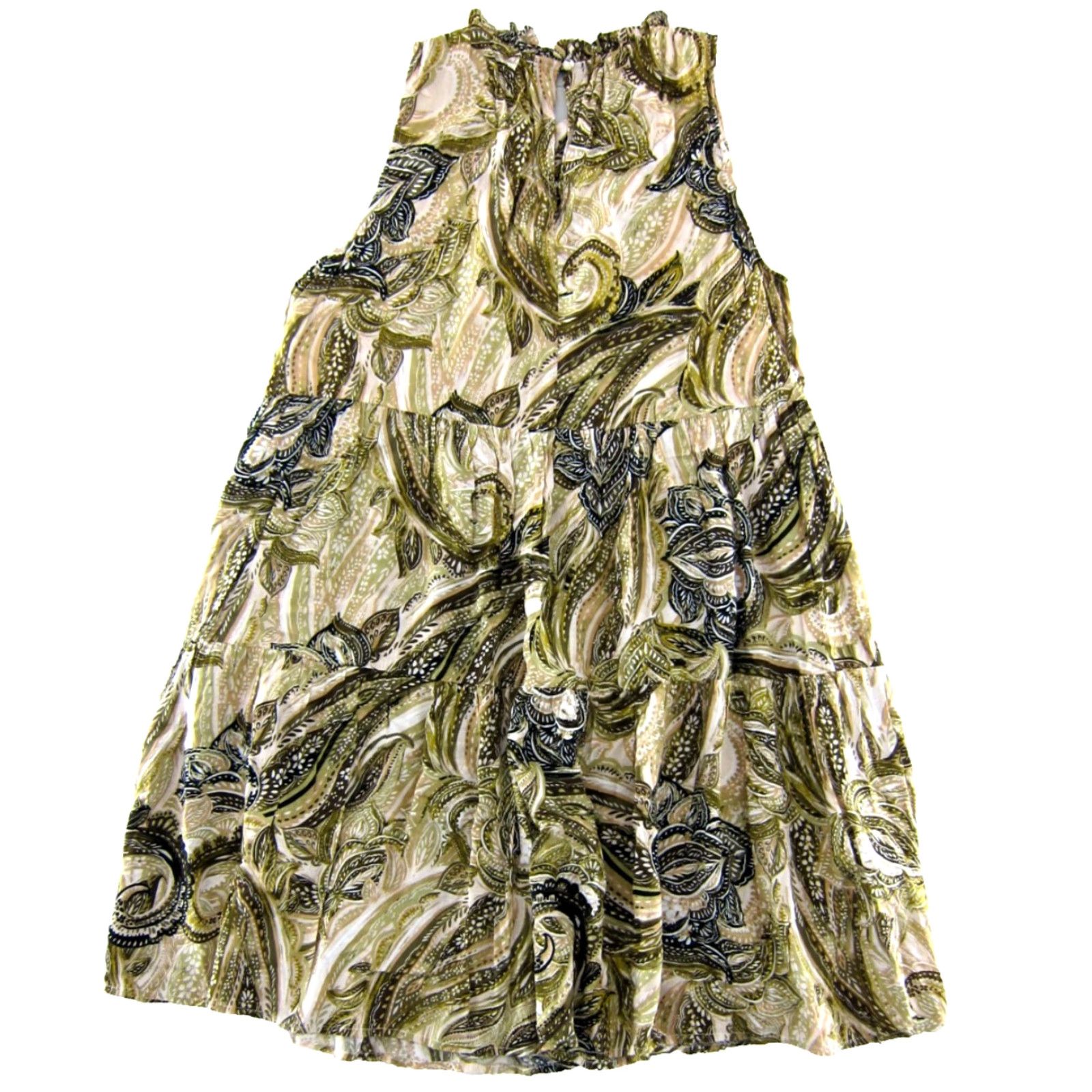 Calvin Klein Calvin Klein Dress Women Midi Sleeveless High Neck Pockets Floral Rayon Green 12 Size XL / US 12-14 / IT 48-50 - 2 Thumbnail