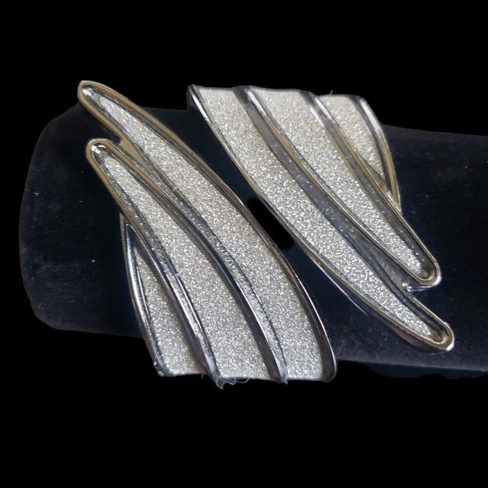 Designer Frosted Hinged Cuff Gunmetal Glitter Wings Size ONE SIZE - 1 Thumbnail