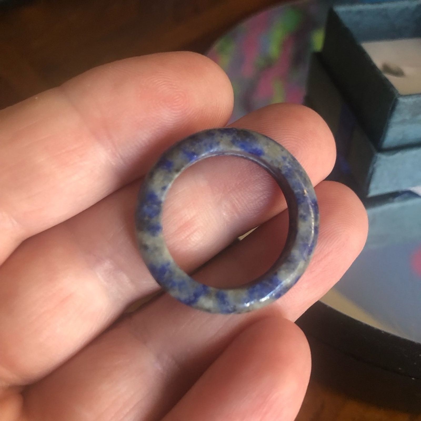 Handmade Handcrafted genuine sodalite stone band ring 9.5 Size ONE SIZE - 3 Thumbnail