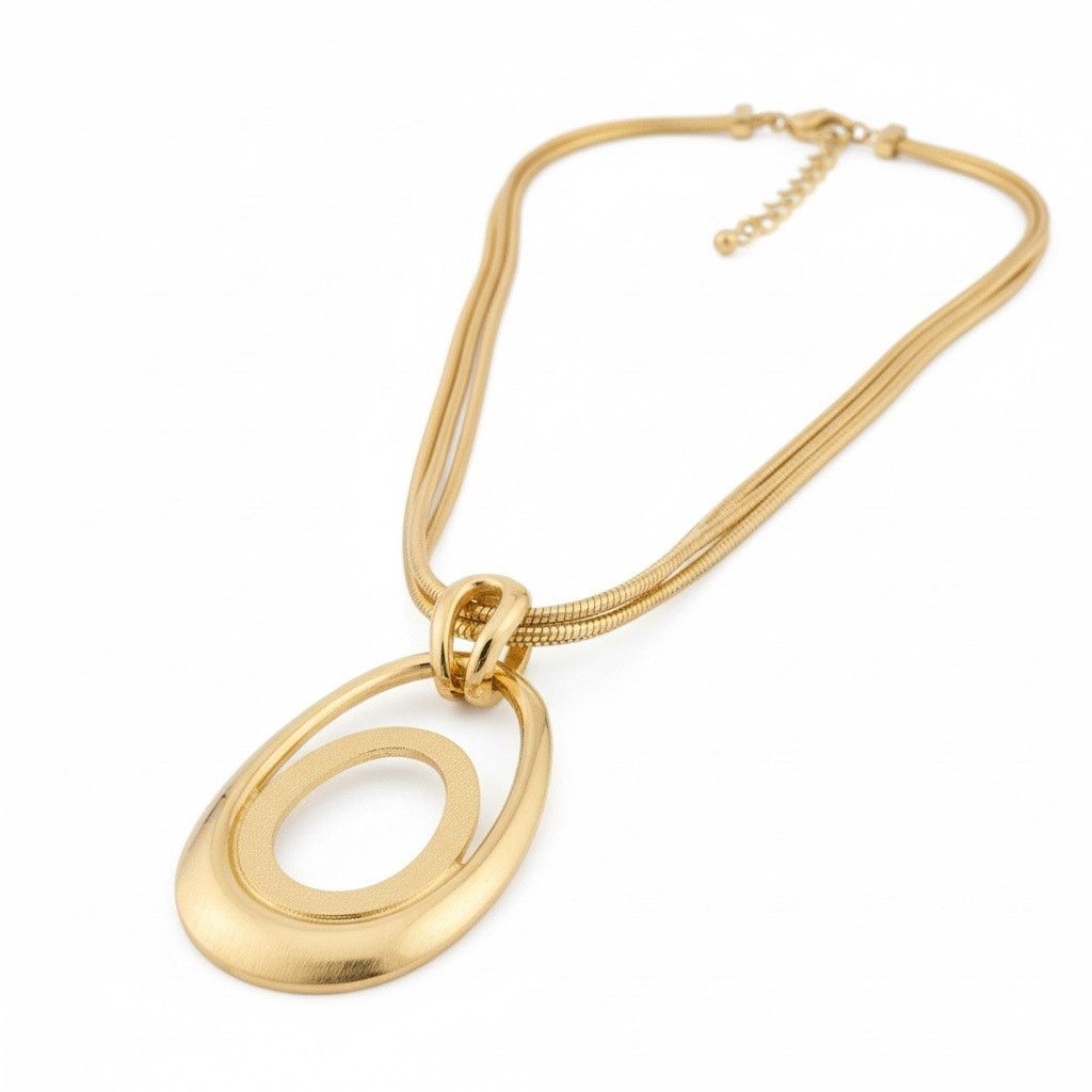 Style & Co Style & Co Gold Tone Multi Strand Oval Pendant Necklace NEW Size ONE SIZE - 2 Thumbnail