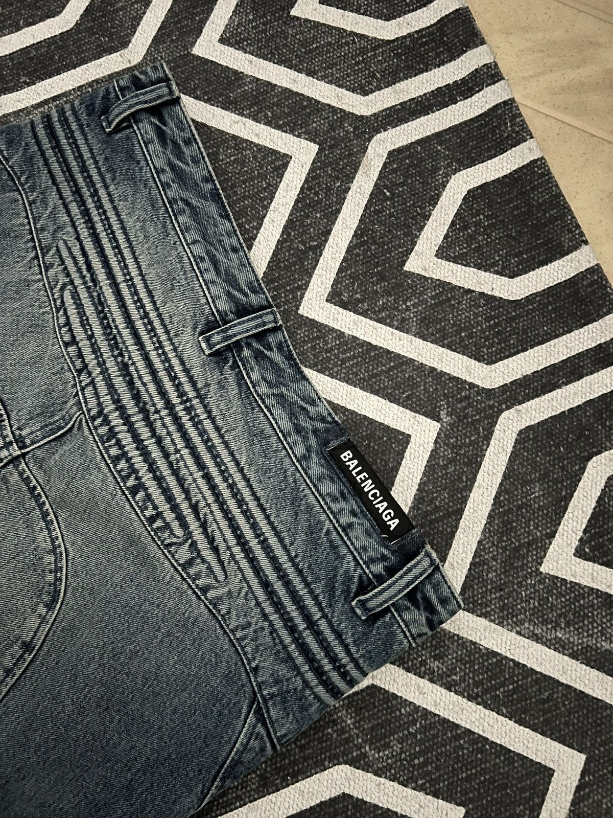 Balenciaga BALENCIAGA AW22 1OF1 SAMPLE BIKER MOTO DENIM JEANS Size US 30 / EU 46 - 9 Thumbnail